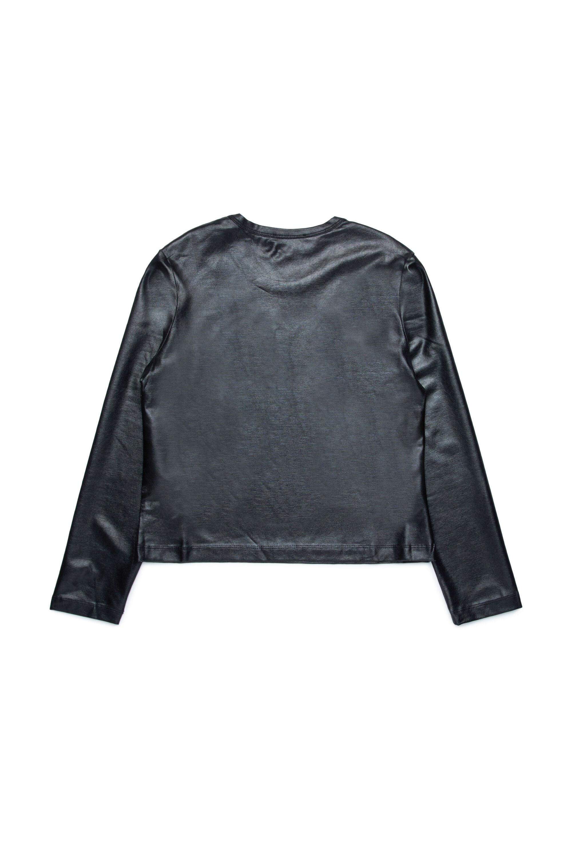 Diesel - TAKKY, Woman's Long-sleeve T-shirt in shiny coated fabric in Black - 2