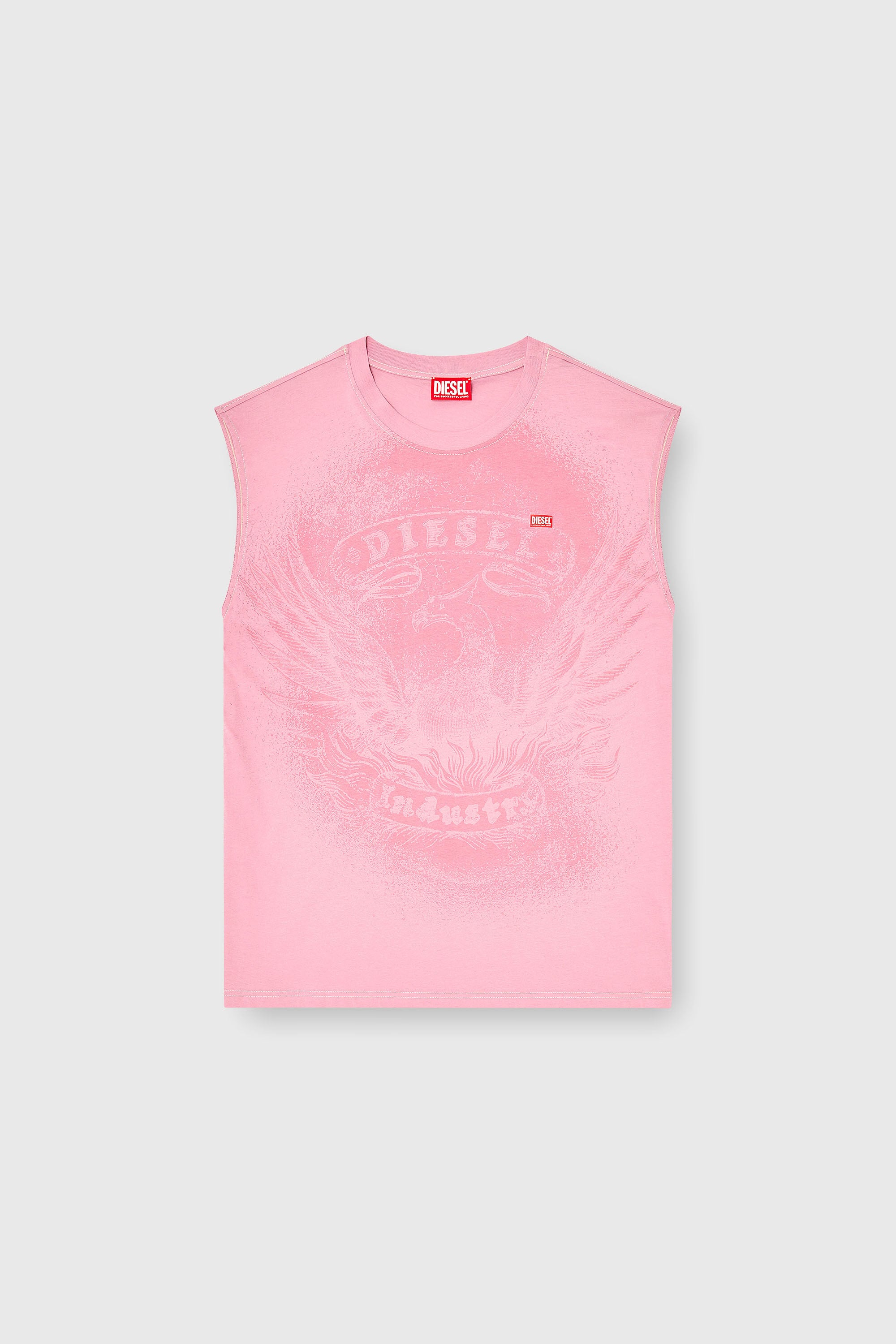 Diesel - T-BOXT-SL-NOTCH, Man's Sleeveless top in cotton with tonal graphic in Pink - 2