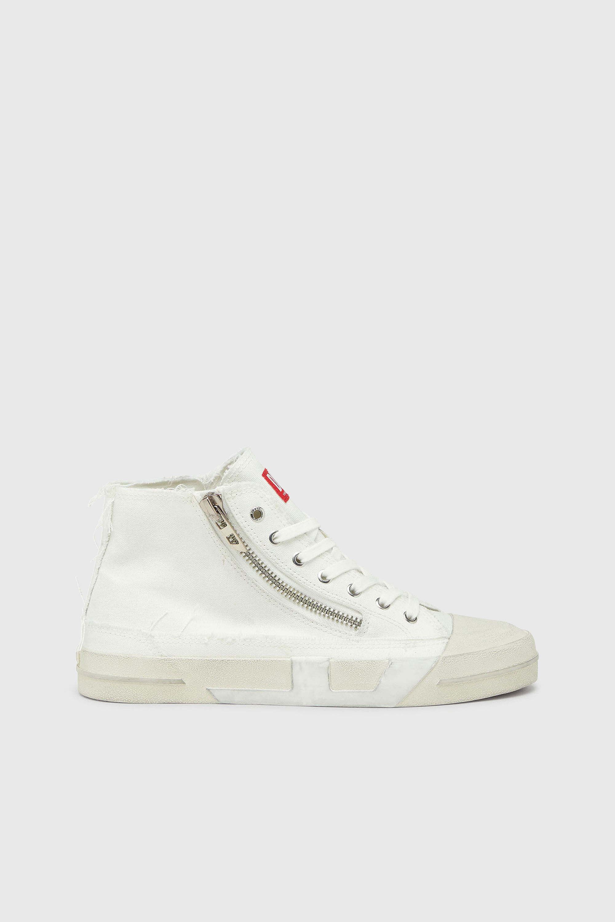 Diesel - S-D-VERSE ZIP MID II, Man's S-D-Verse -  Sneakers in frayed canvas with D logo in White - 1