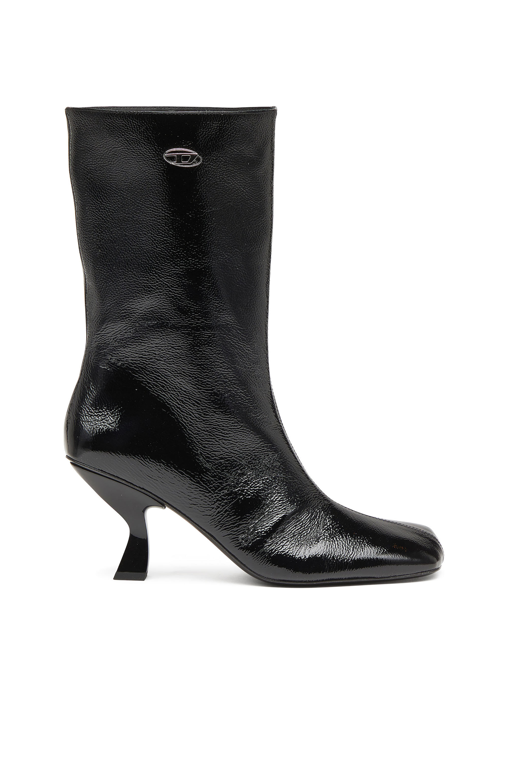 Diesel - D-AMBER TUBE 75, Woman's D-Amber-Square-toe ankle boots with naplak effect in Black - 1