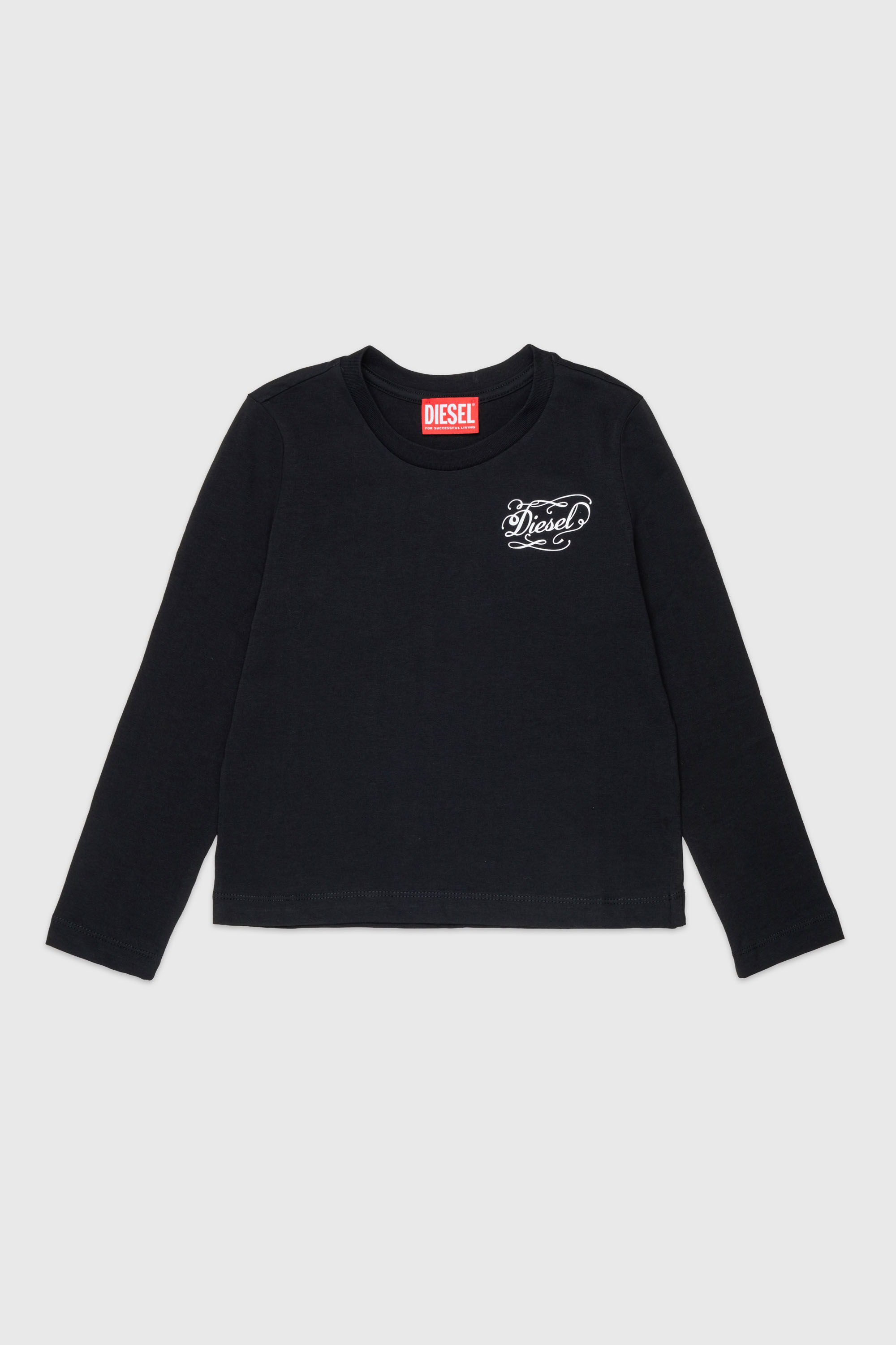 Diesel - TORSY, Woman's Long-sleeve T-shirt with whimsical logo print in Black - 1