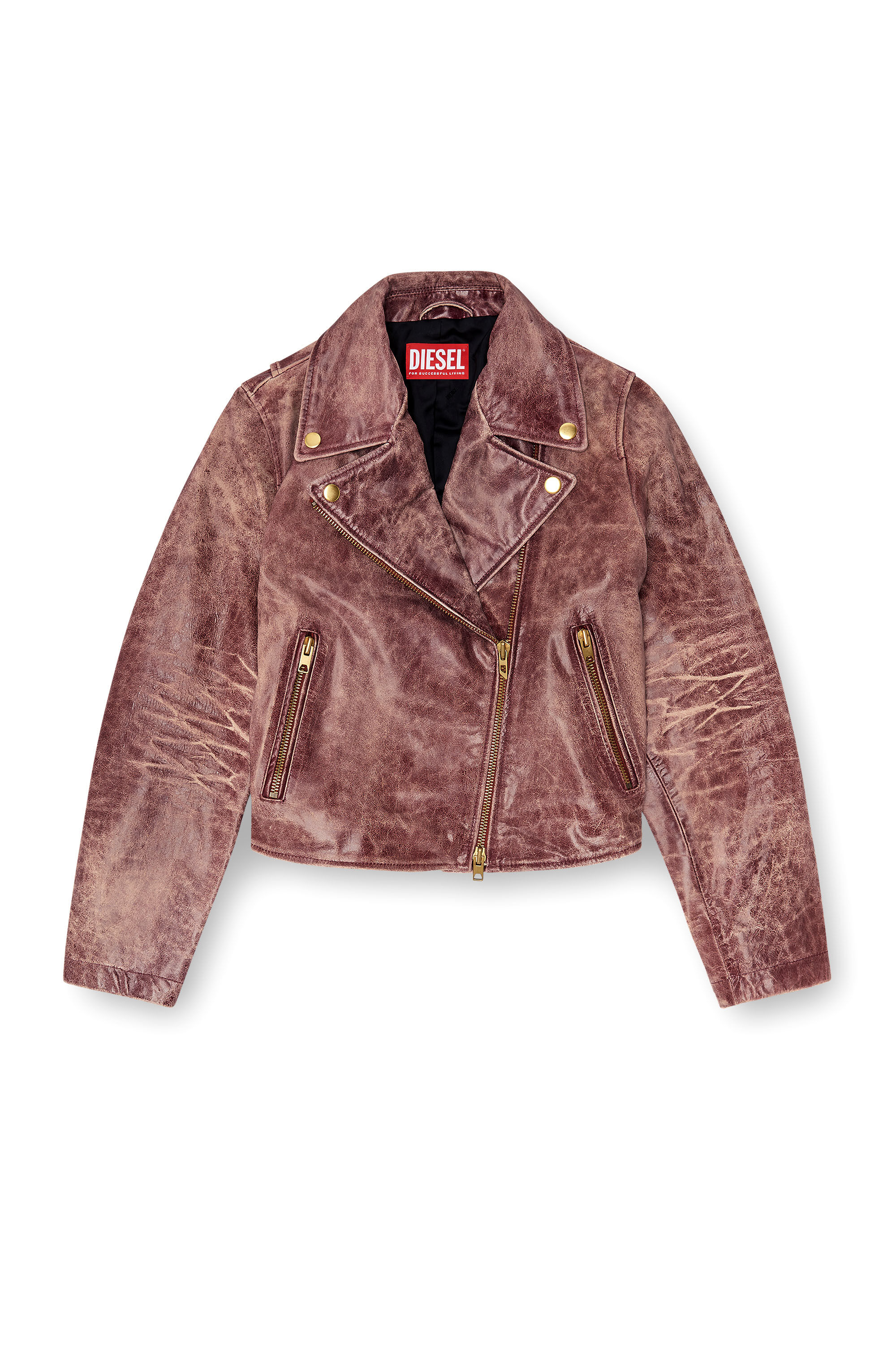 Women's Biker jacket in treated leather | ToBeDefined | Diesel