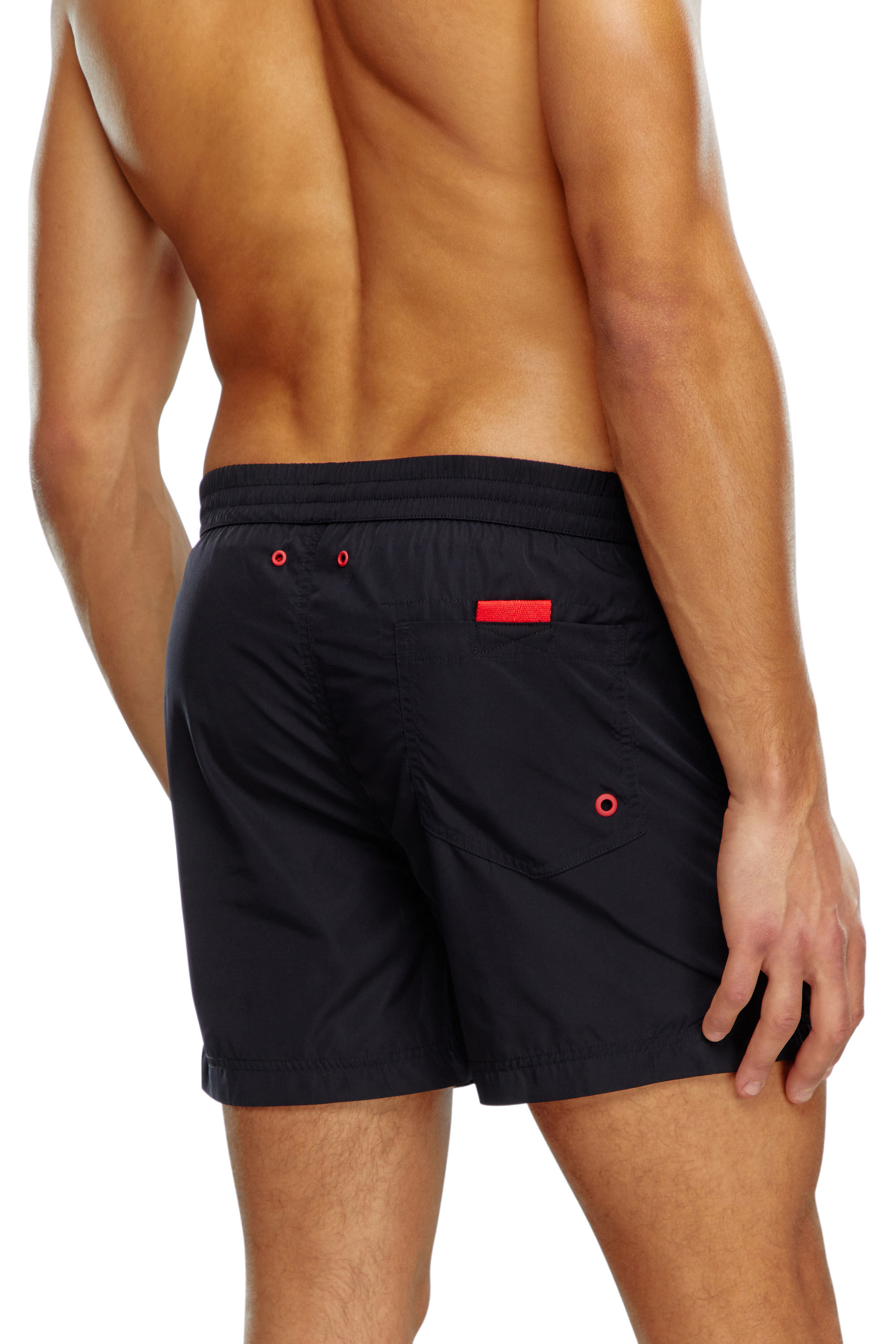 Men's Mid-length swim shorts with tonal logo | Black | Diesel