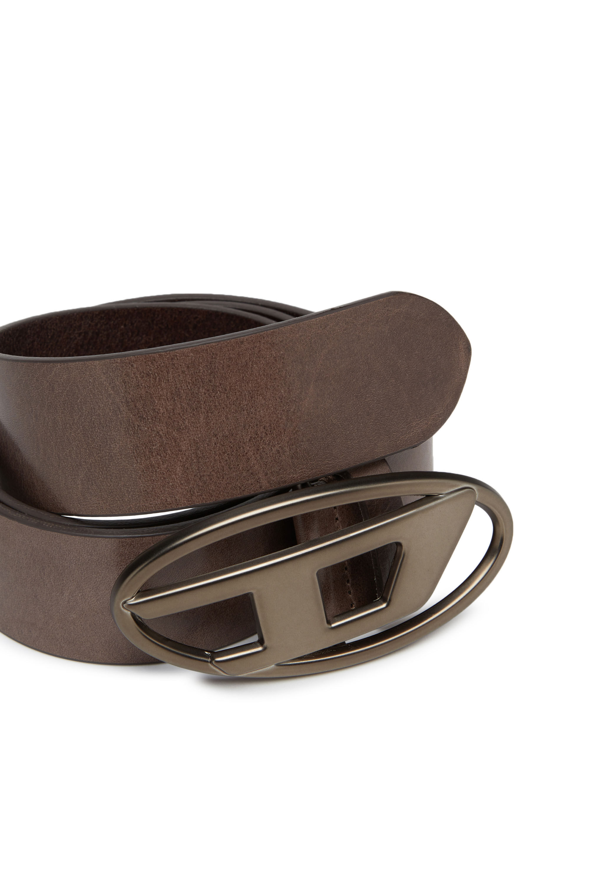 Diesel - B-1DR, Unisex Leather belt with tonal buckle in Brown - Image 3
