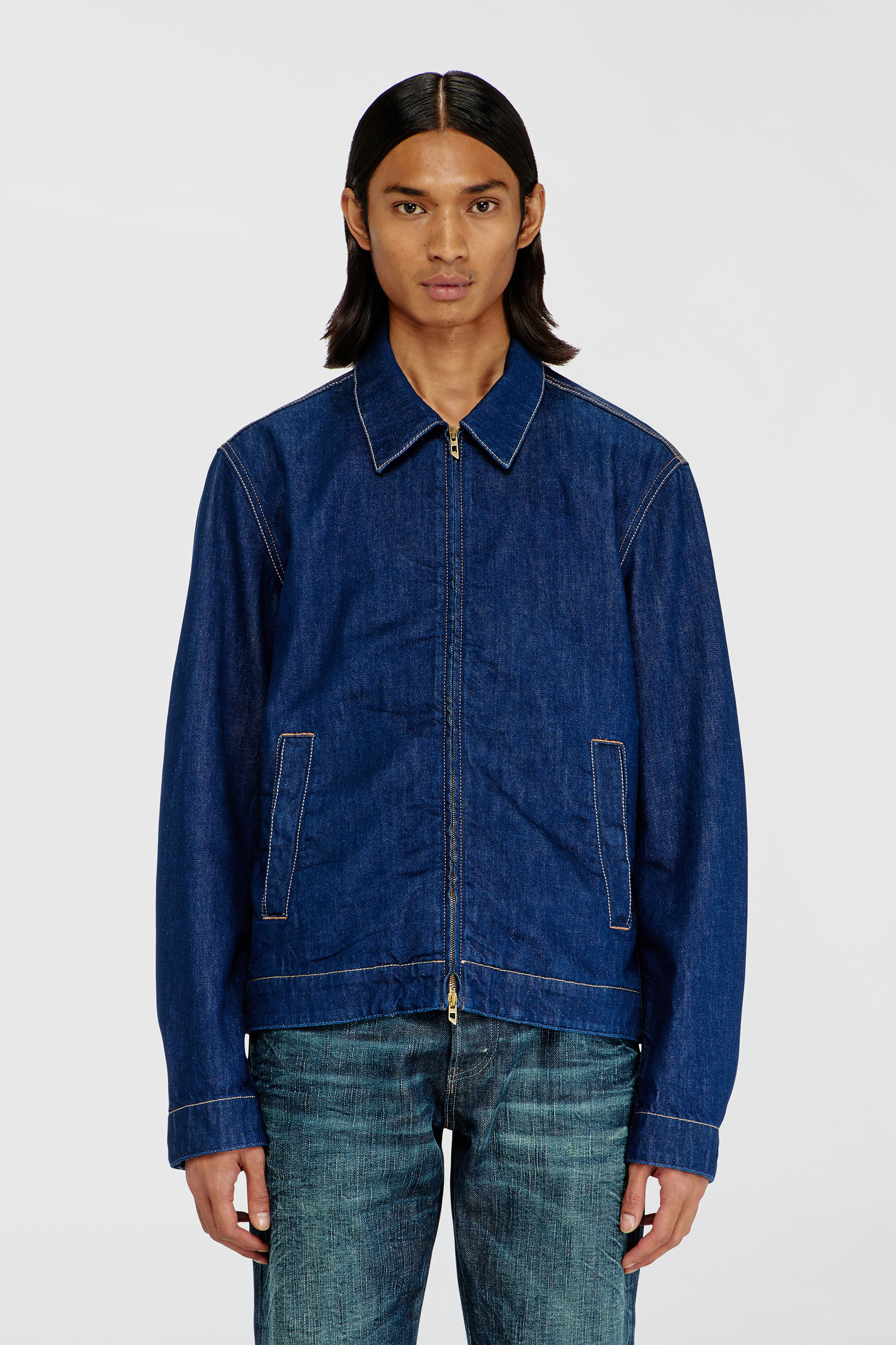Diesel - D-ROHE, Man's Coach jacket in rinse denim in Medium blue - 3