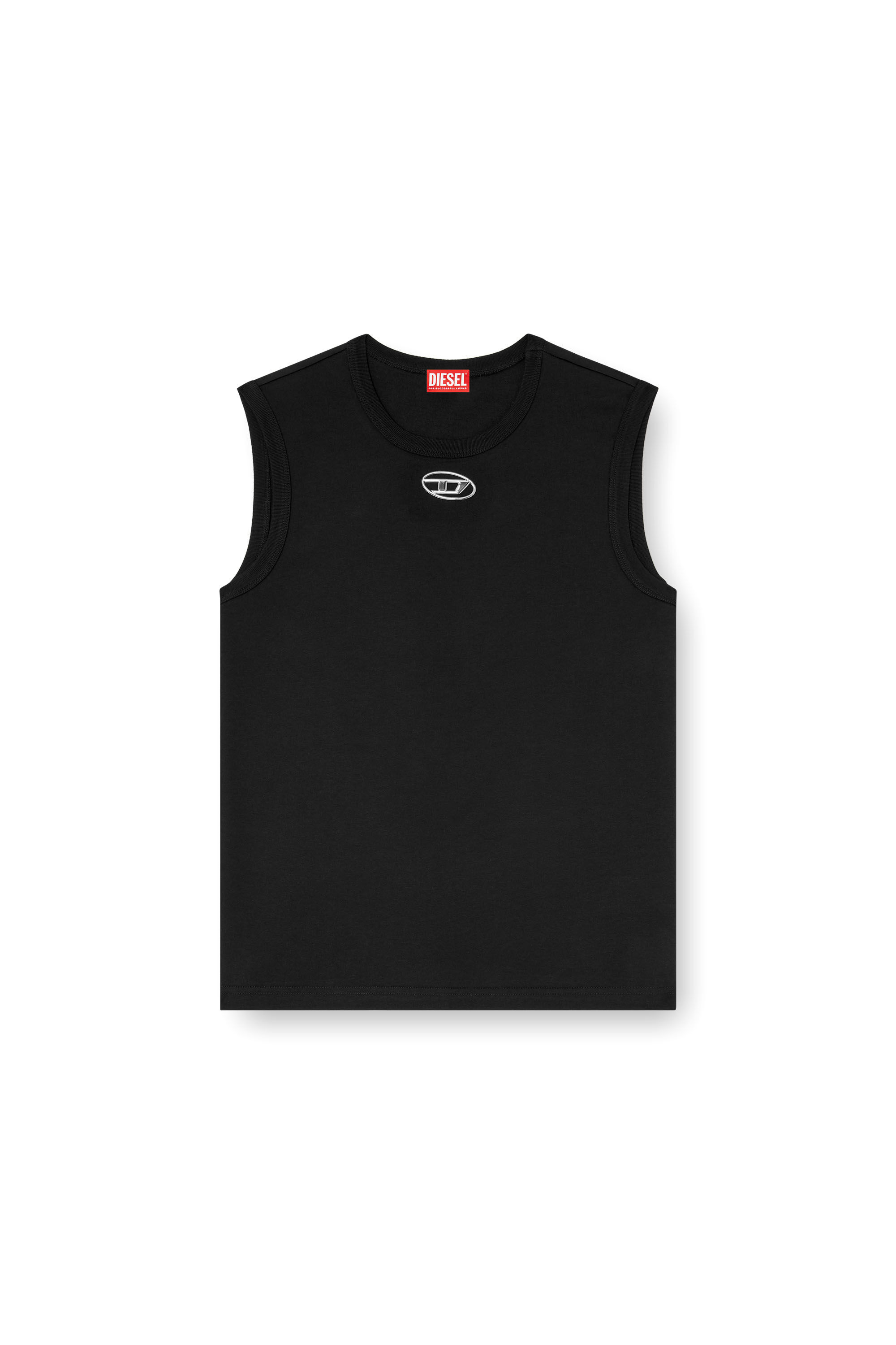 洗練されたデザイン　DIESEL T-BISCO-OD A153720CLBR Men's Tank top with metallic Oval D | White | Diesel