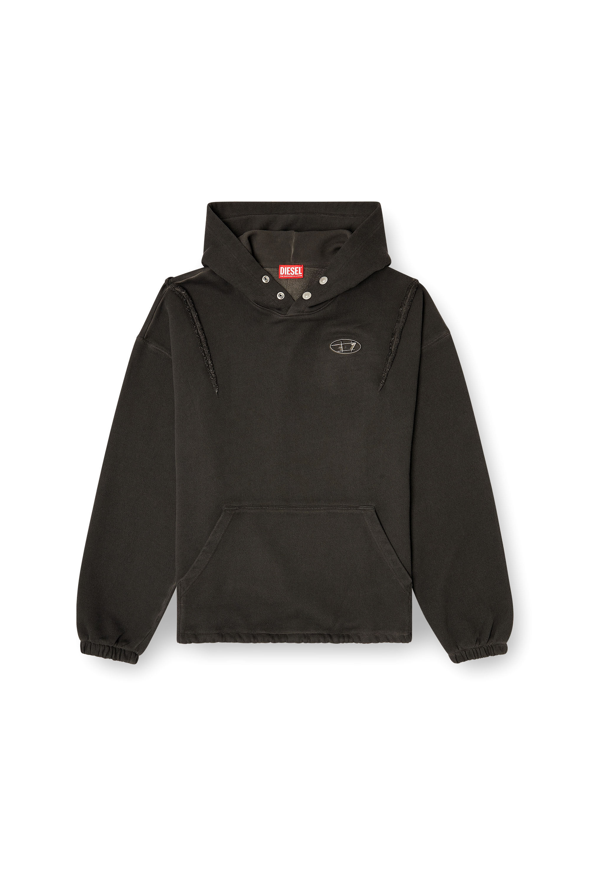 Diesel - S-THUG-HOODIE, Unisex's Hoodie with faded effect in Black - 2