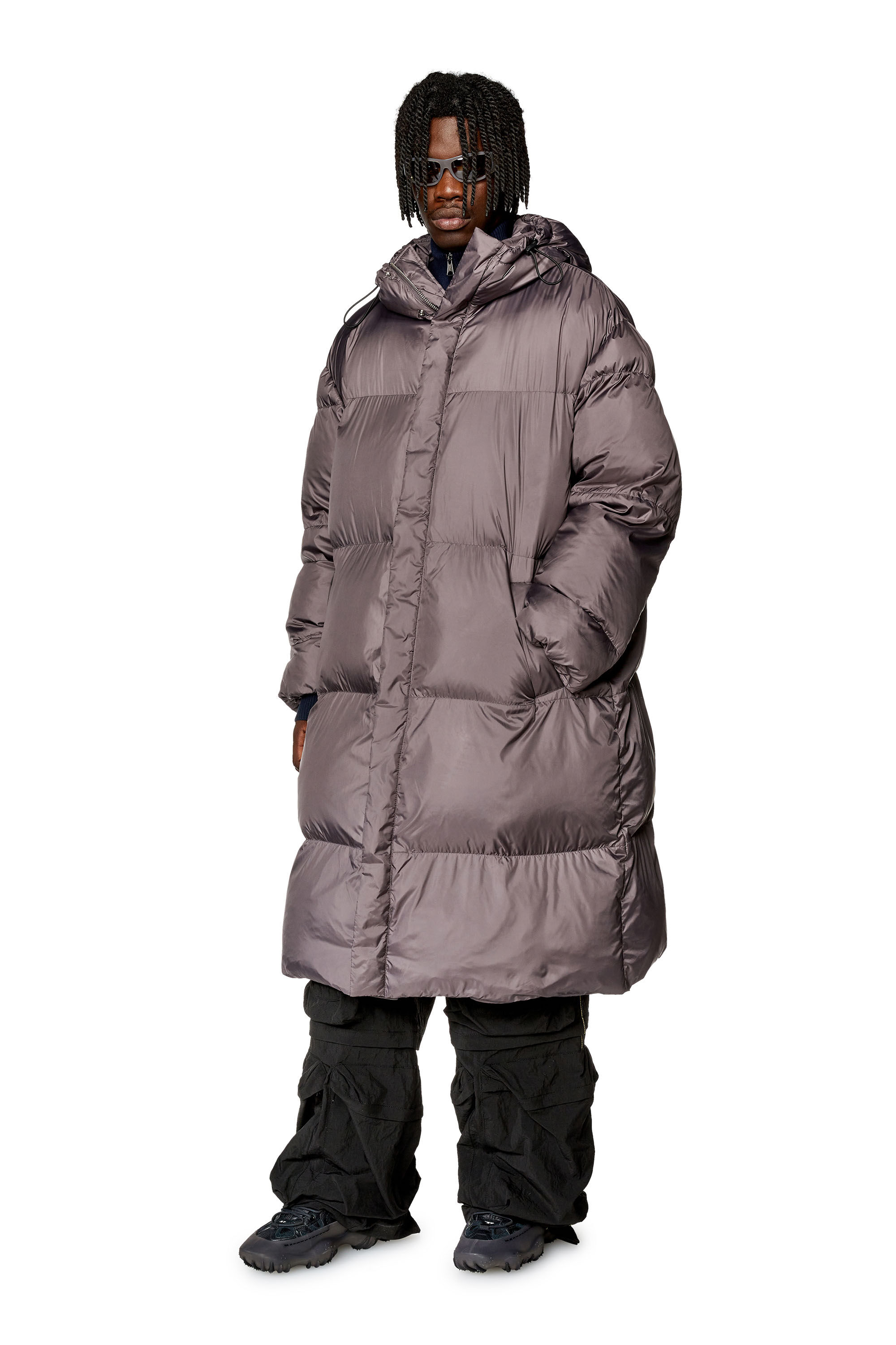 Diesel - W-TAKRY, Man's Puffer coat with stitched oval D logo in Grey - 1