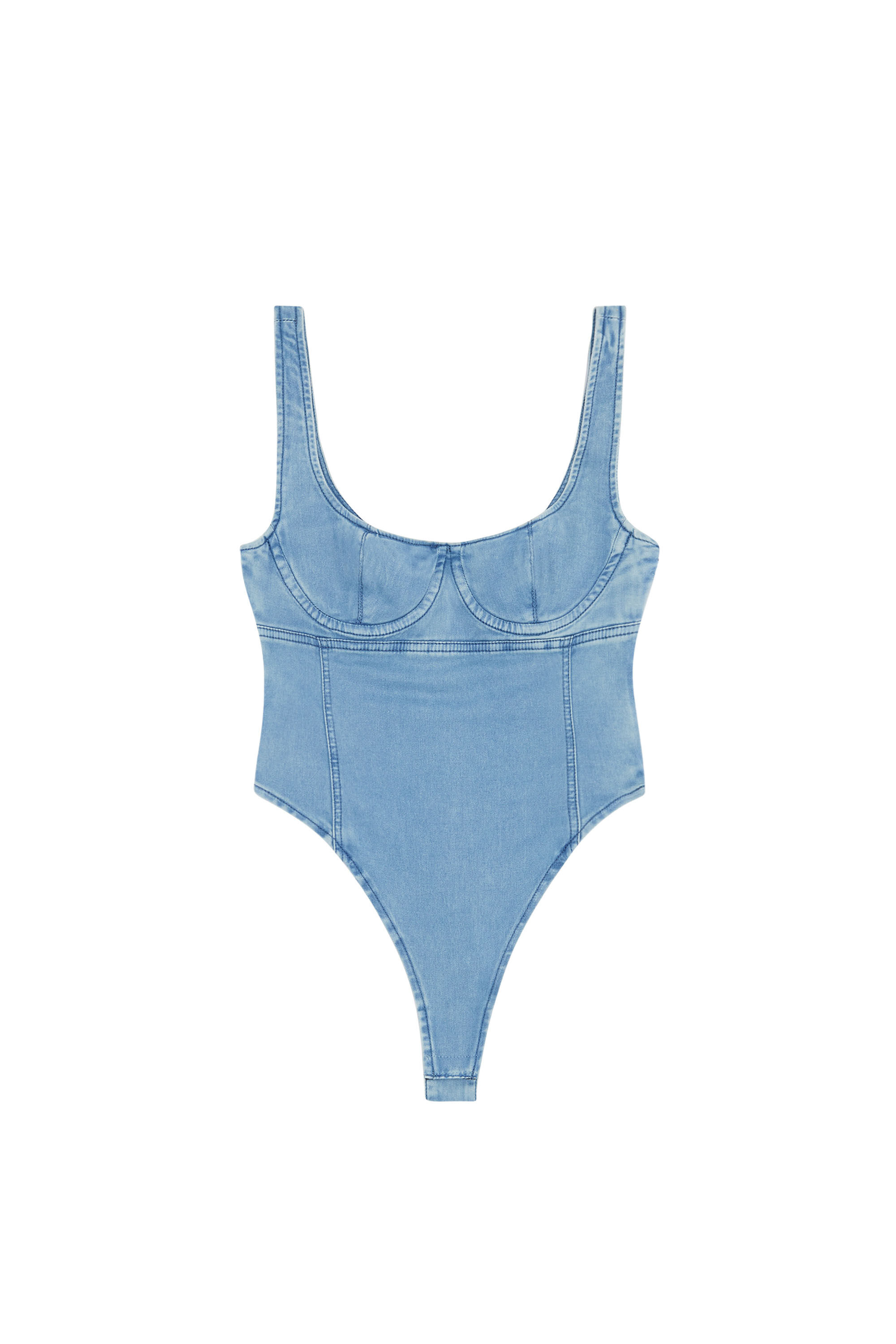 Diesel - D-GELLERT TRACK DENIM BODYSUIT, Light Blue - Image 2
