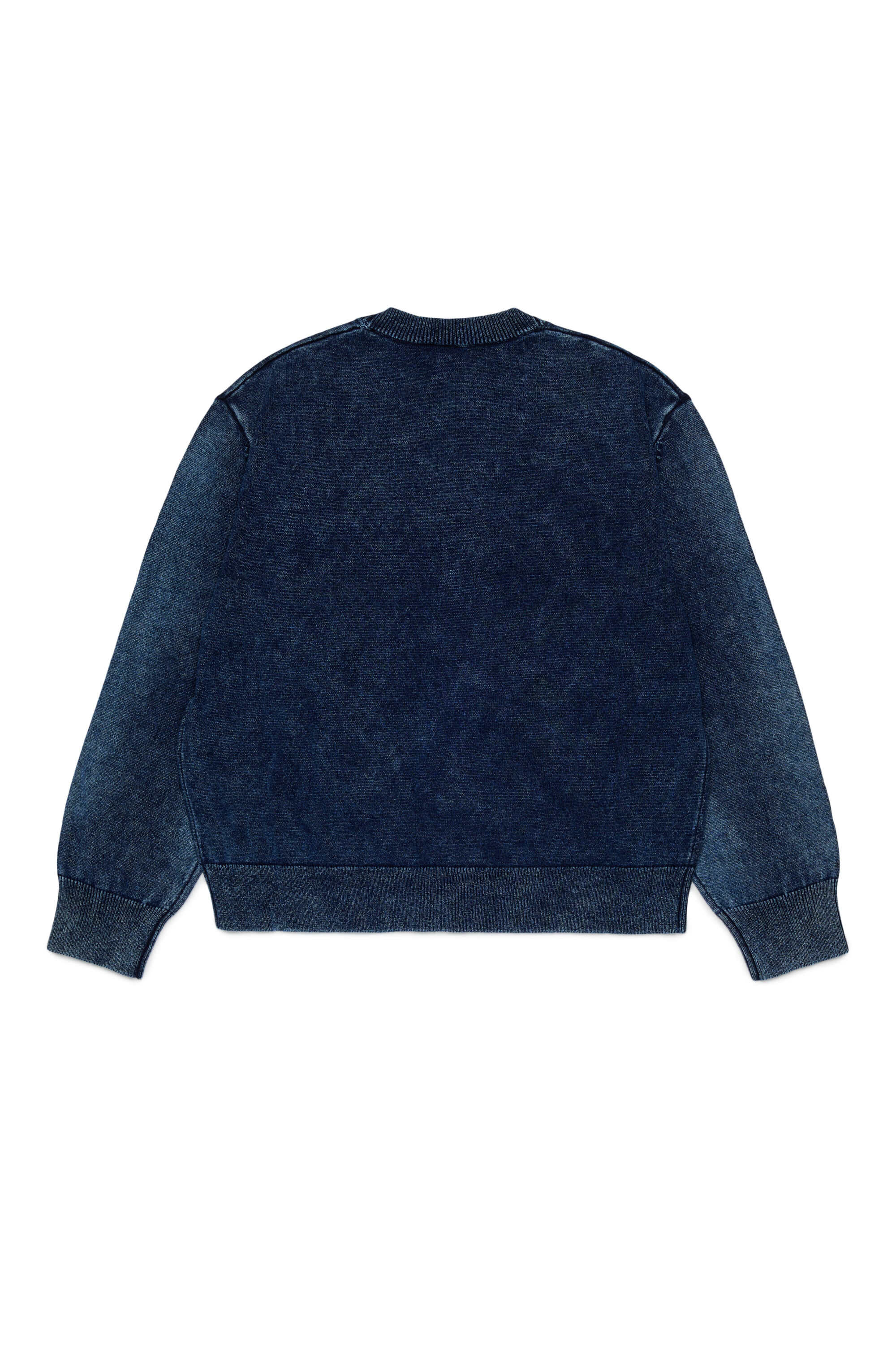 Diesel - KFINNIC CARDIGAN OVER, Man's Denim-effect cardigan with phoenix motif in Dark Blue - 2