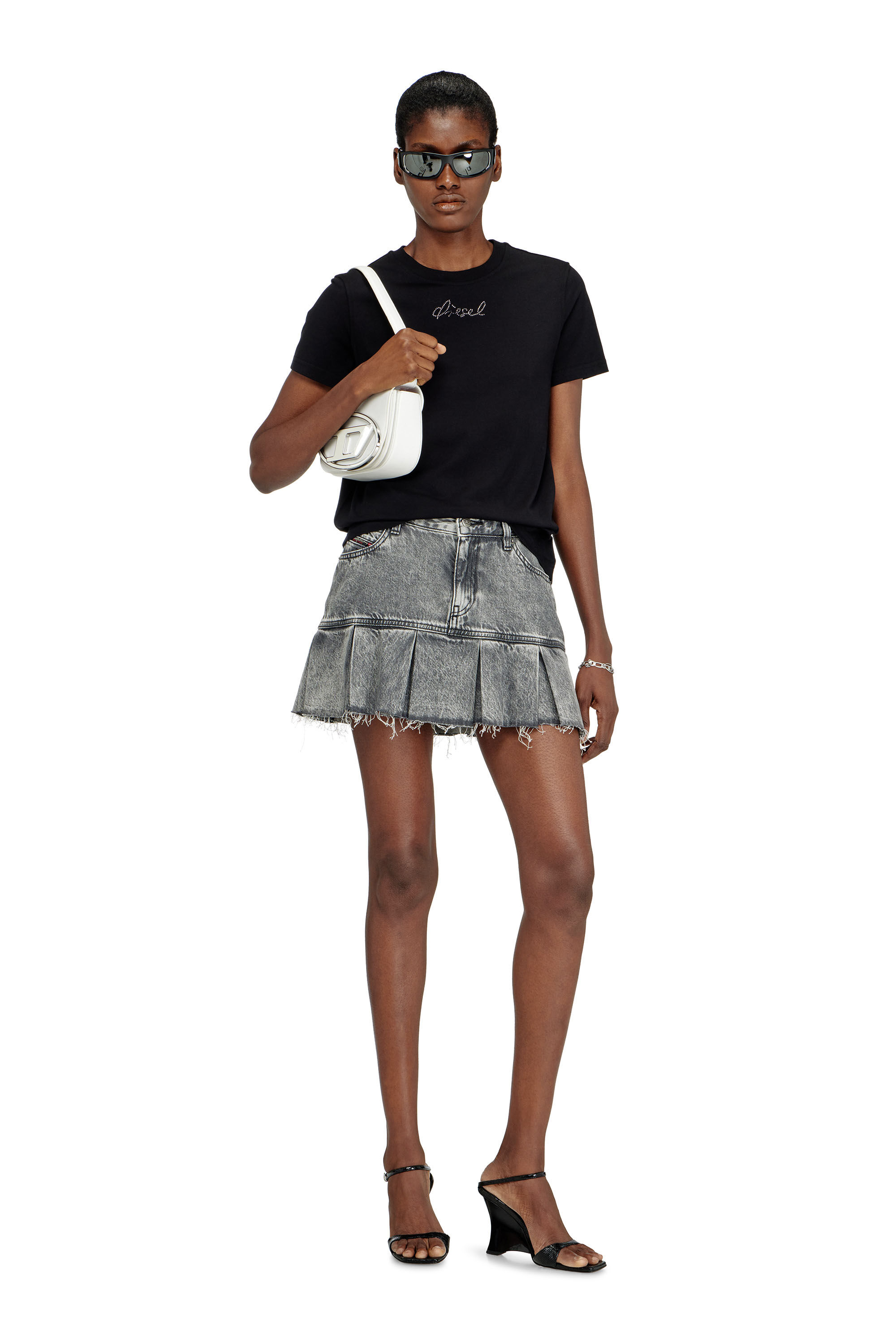 Diesel - 1DR, Woman's 1DR-Iconic shoulder bag in nappa leather in White - 1