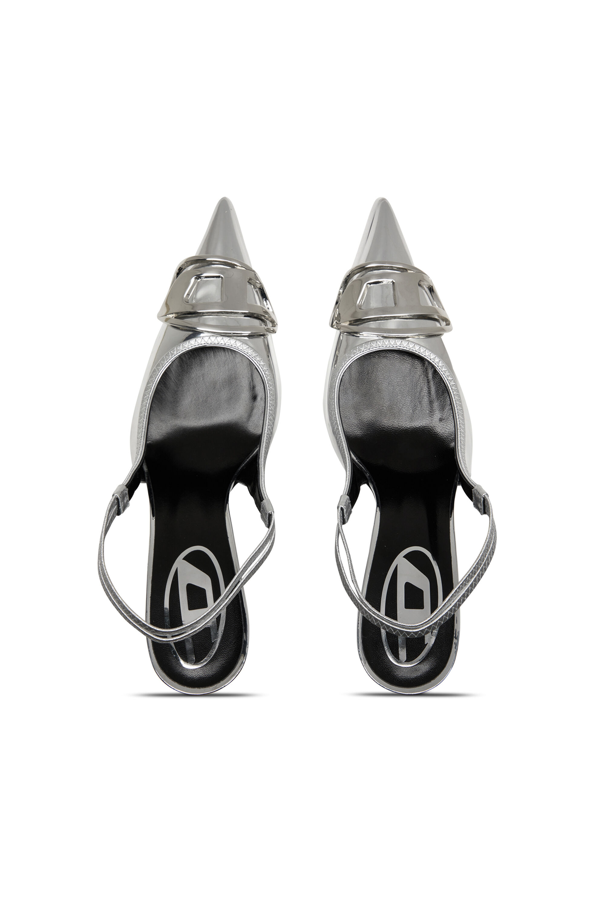 D-VENUS SB シルバー シェルコーラル DIESEL パンプス Women's D-Venus-Slingback pumps with mirror finish | Silver | Diesel