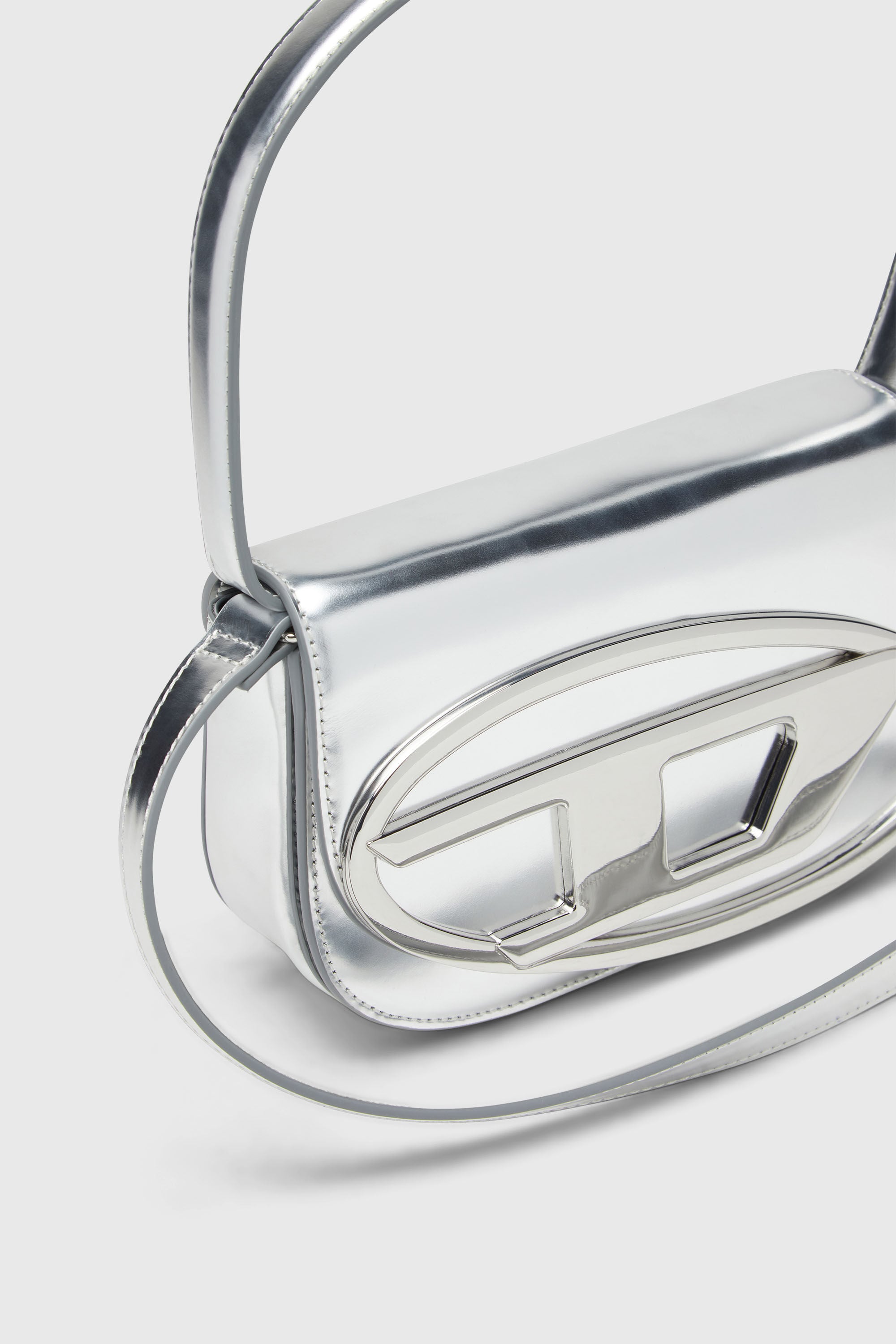 Women's 1DR-Iconic shoulder bag in mirrored leather | Silver