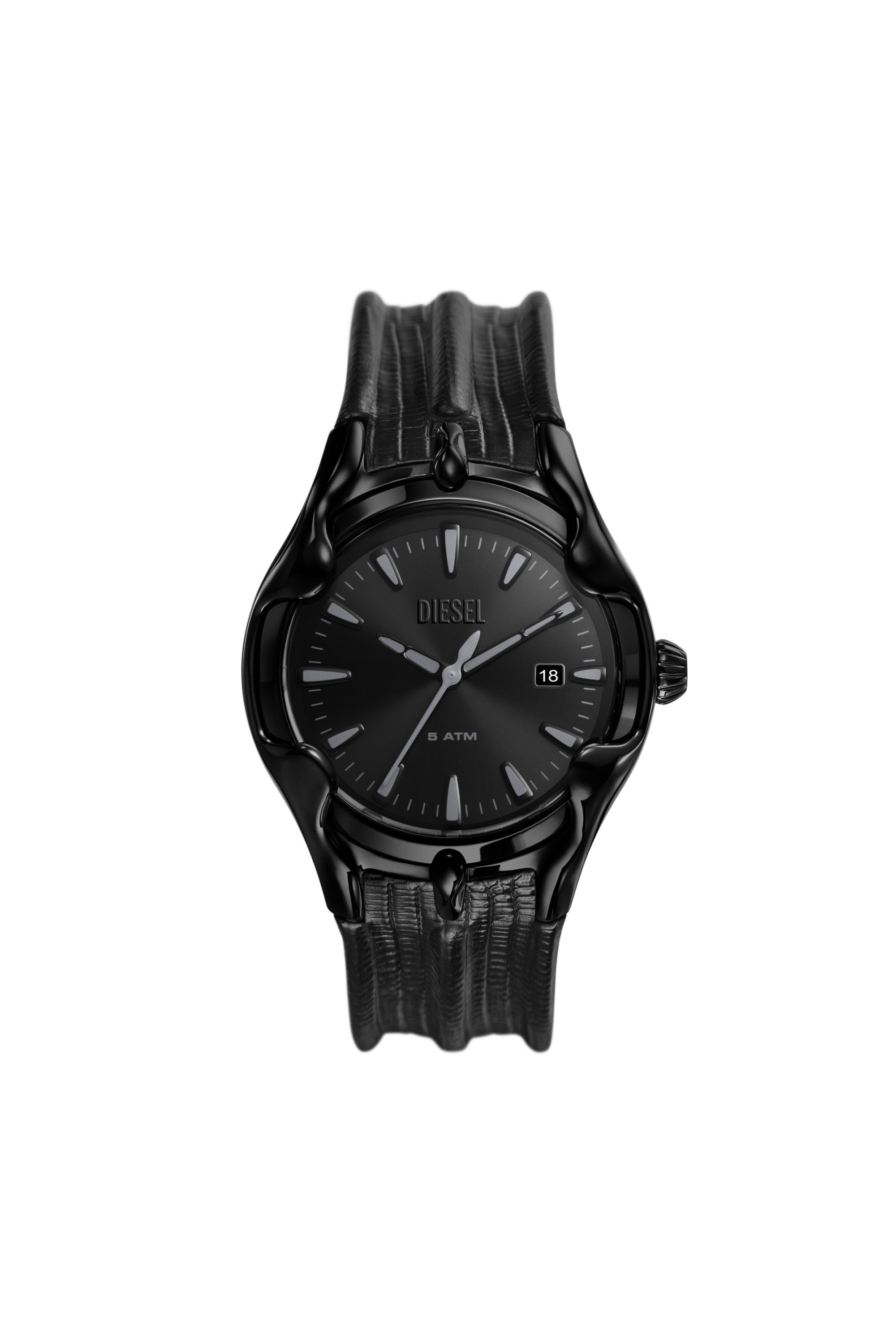 Diesel black leather watch cheap