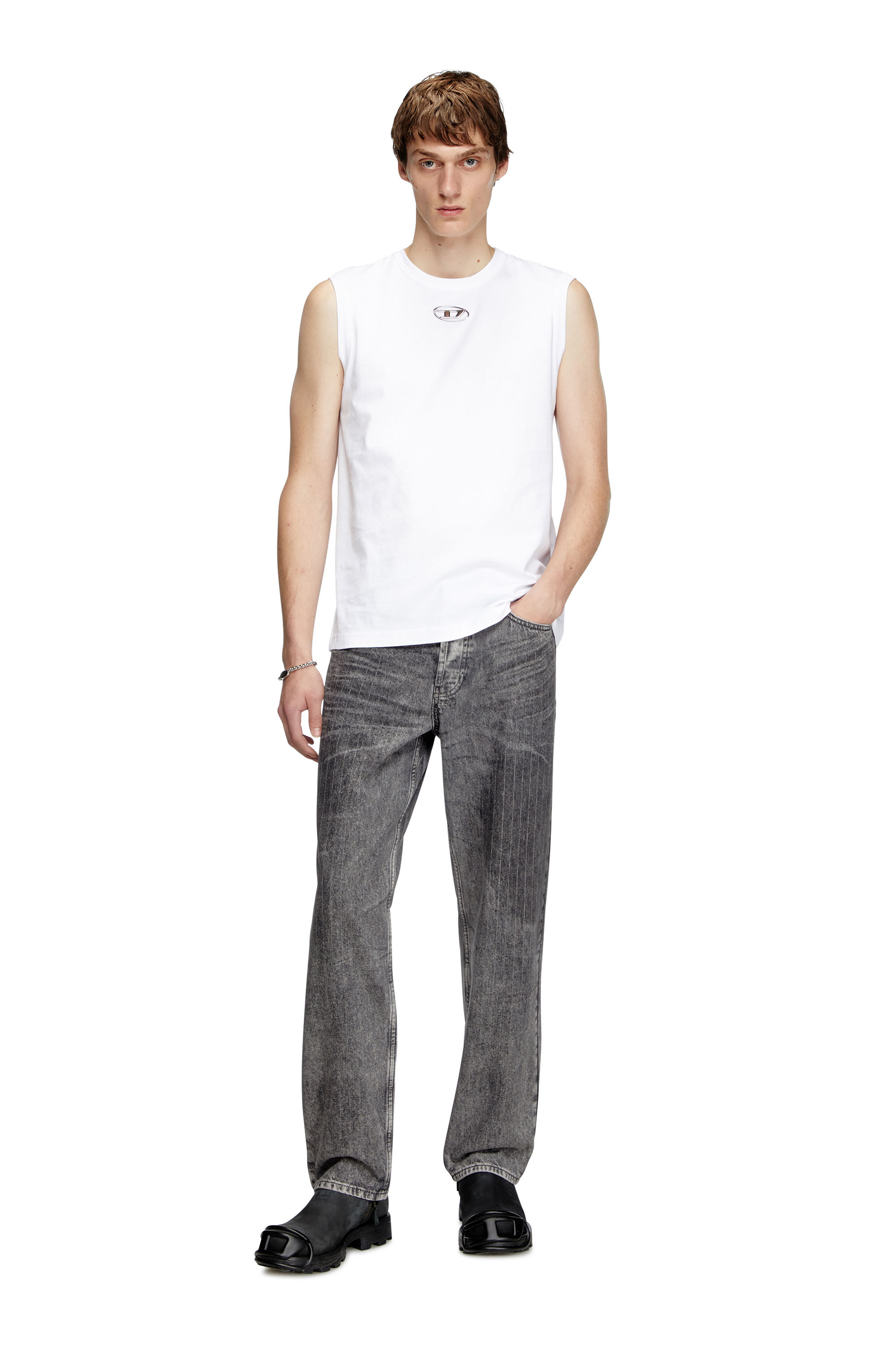 Men's Tank top with metallic Oval D | White | Diesel