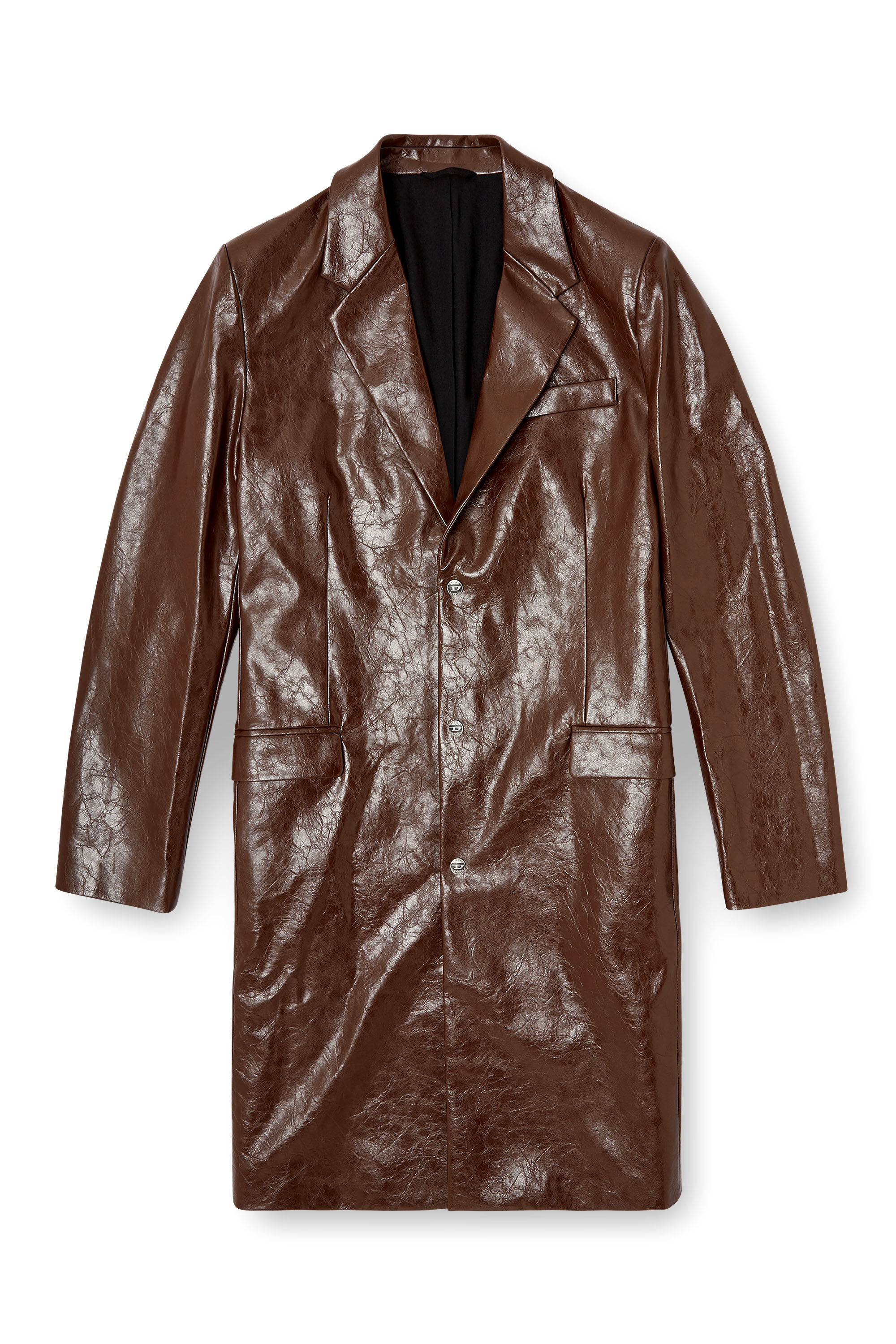 Diesel - J-CREED-COAT, Man's Coat in textured coated fabric in Brown - 2