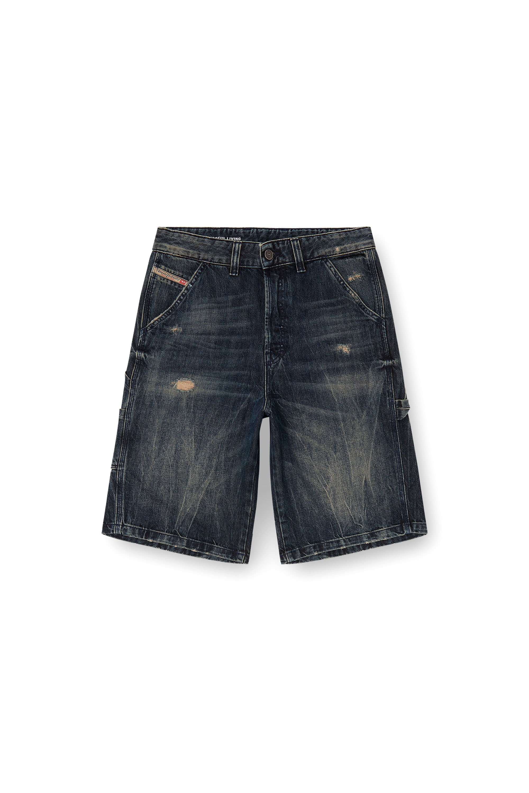 Diesel - D-LIVERY-W-SHORT, Man's Relaxed-fit denim shorts with abrasions in Dark Blue - 2