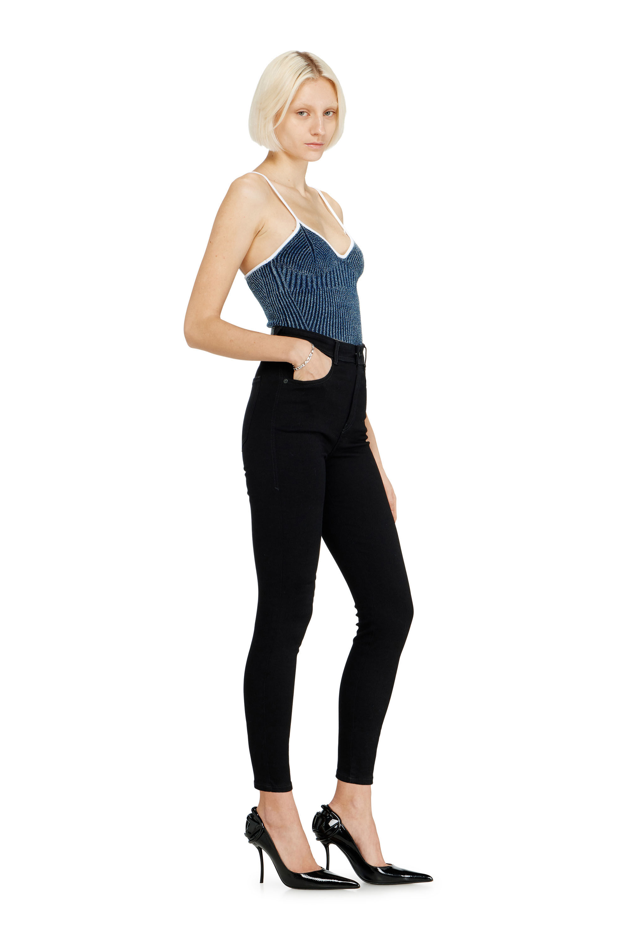 Diesel - Woman's Skinny Jeans 1984 Slandy-High 069EF, Black/Dark grey - 2