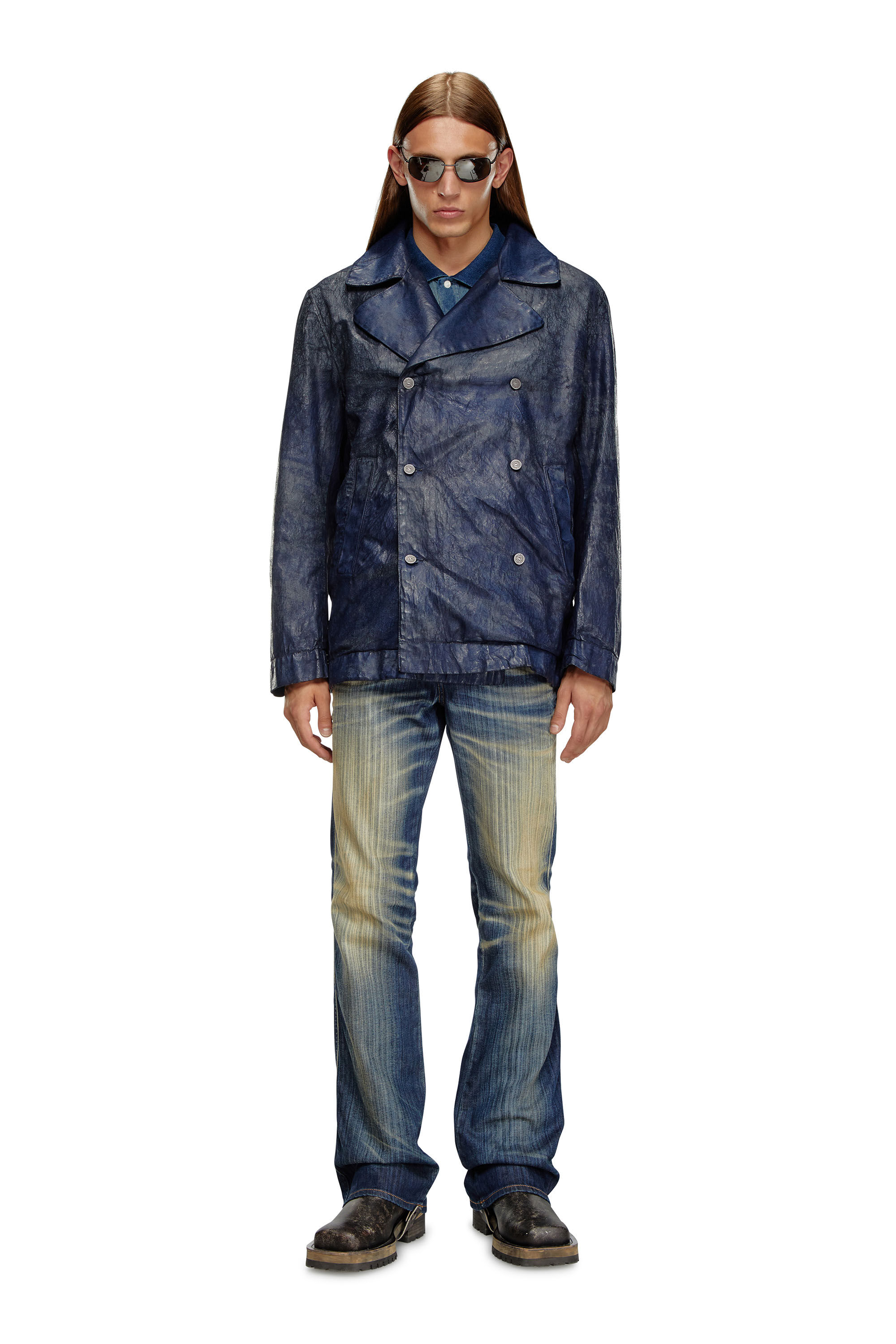 Mens double breasted denim blazer shop