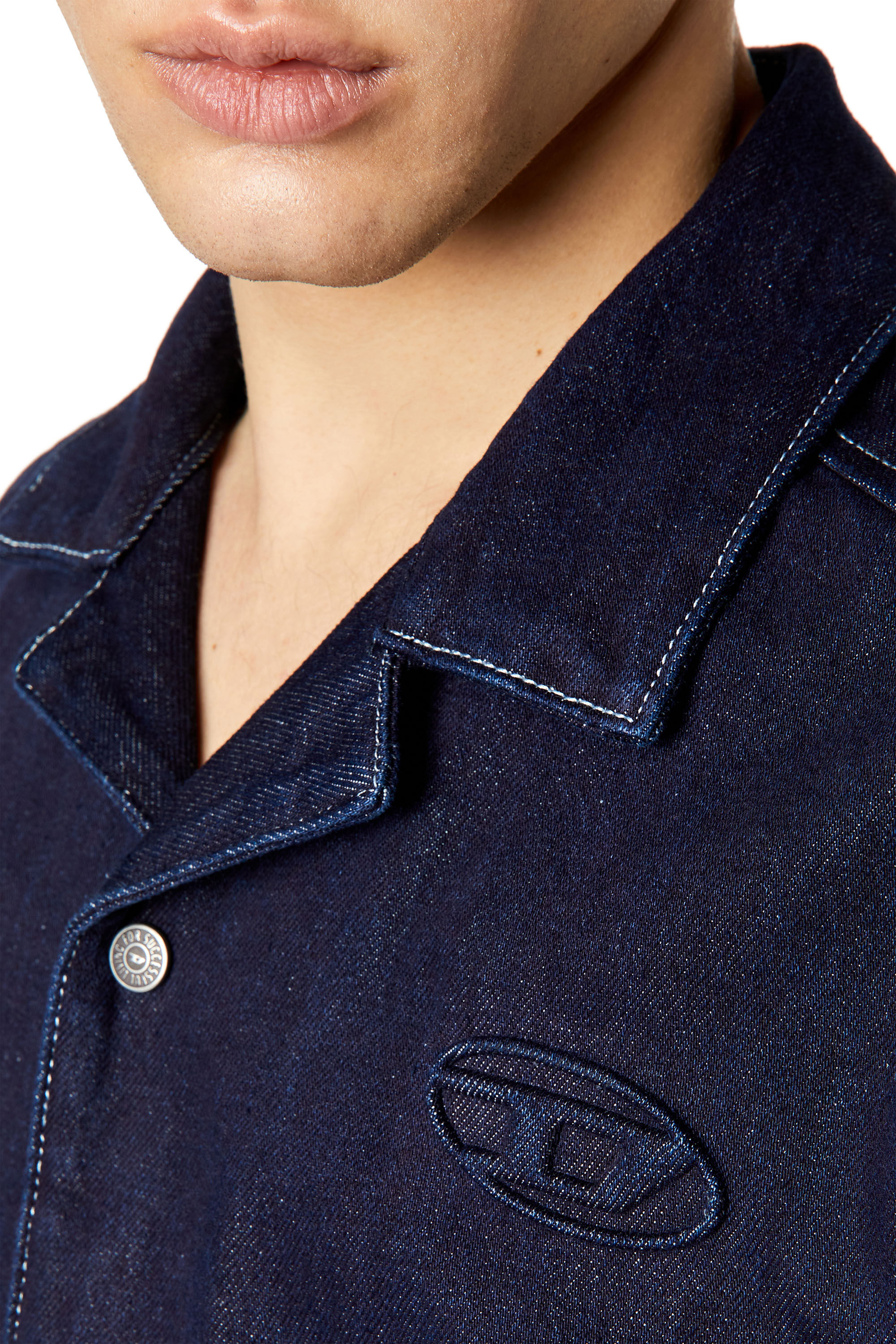 Diesel - D-PAROSHORT, Man's Bowling shirt in denim in Dark Blue - 5