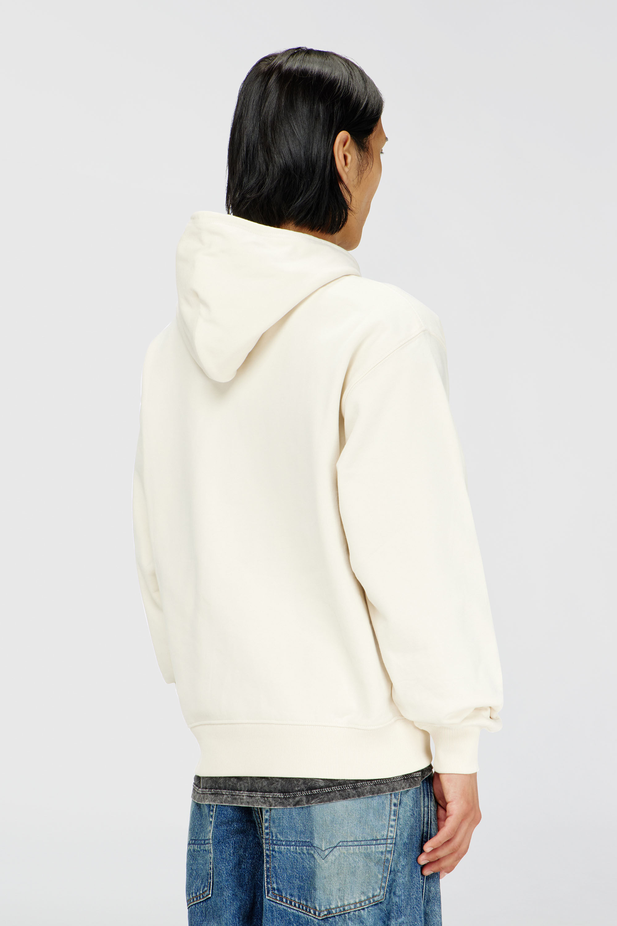 Diesel - S-LUK-H-T92, Man's Cotton hoodie with tonal Oval D logo embroidery in White - 4
