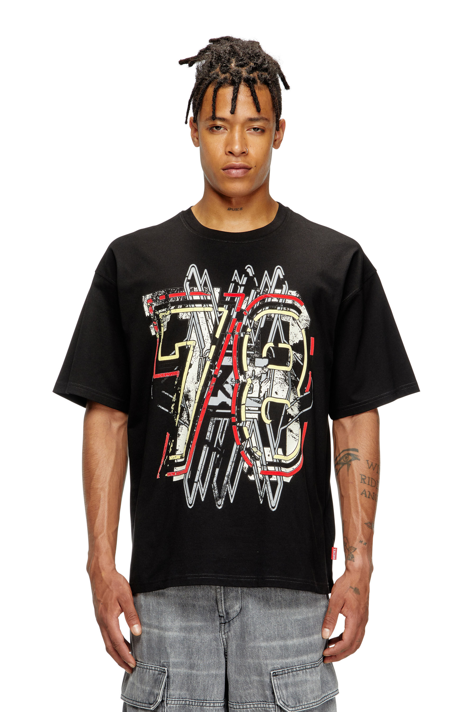 Men's T-shirt with 78 print | Black | Diesel