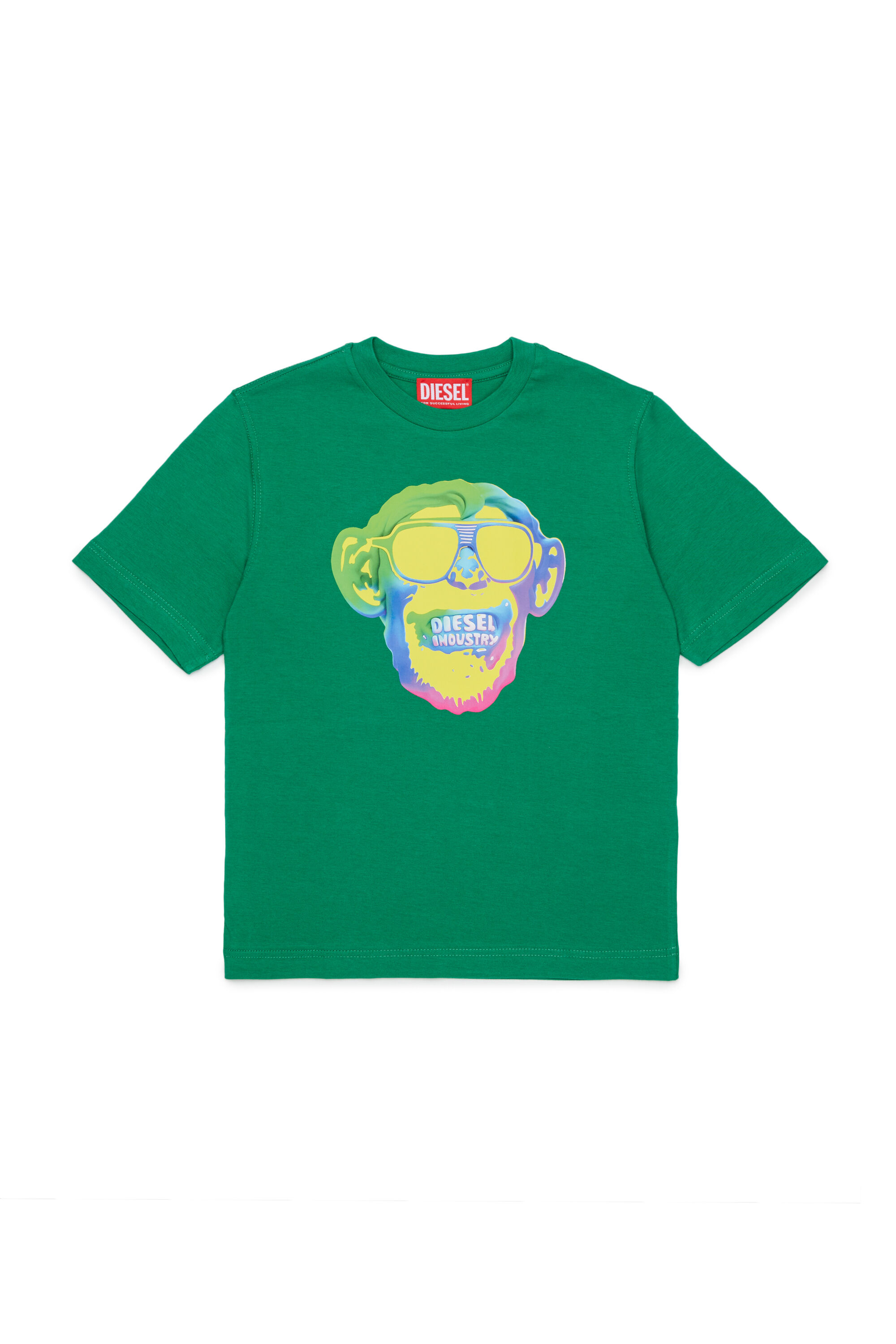 Diesel - TMONKEY OVER, Man's T-shirt with monkey print in Green - 1