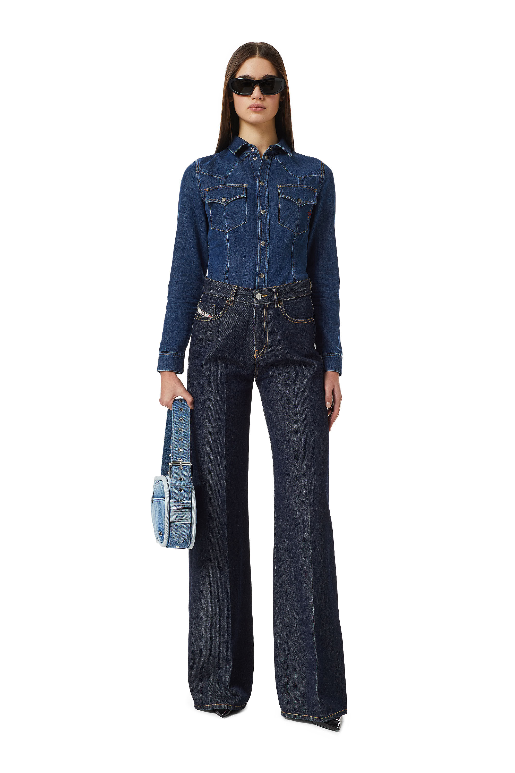 Diesel - 1978 D-Akemi Z9C02 Bootcut and Flare Jeans, Dark Blue - Image 1