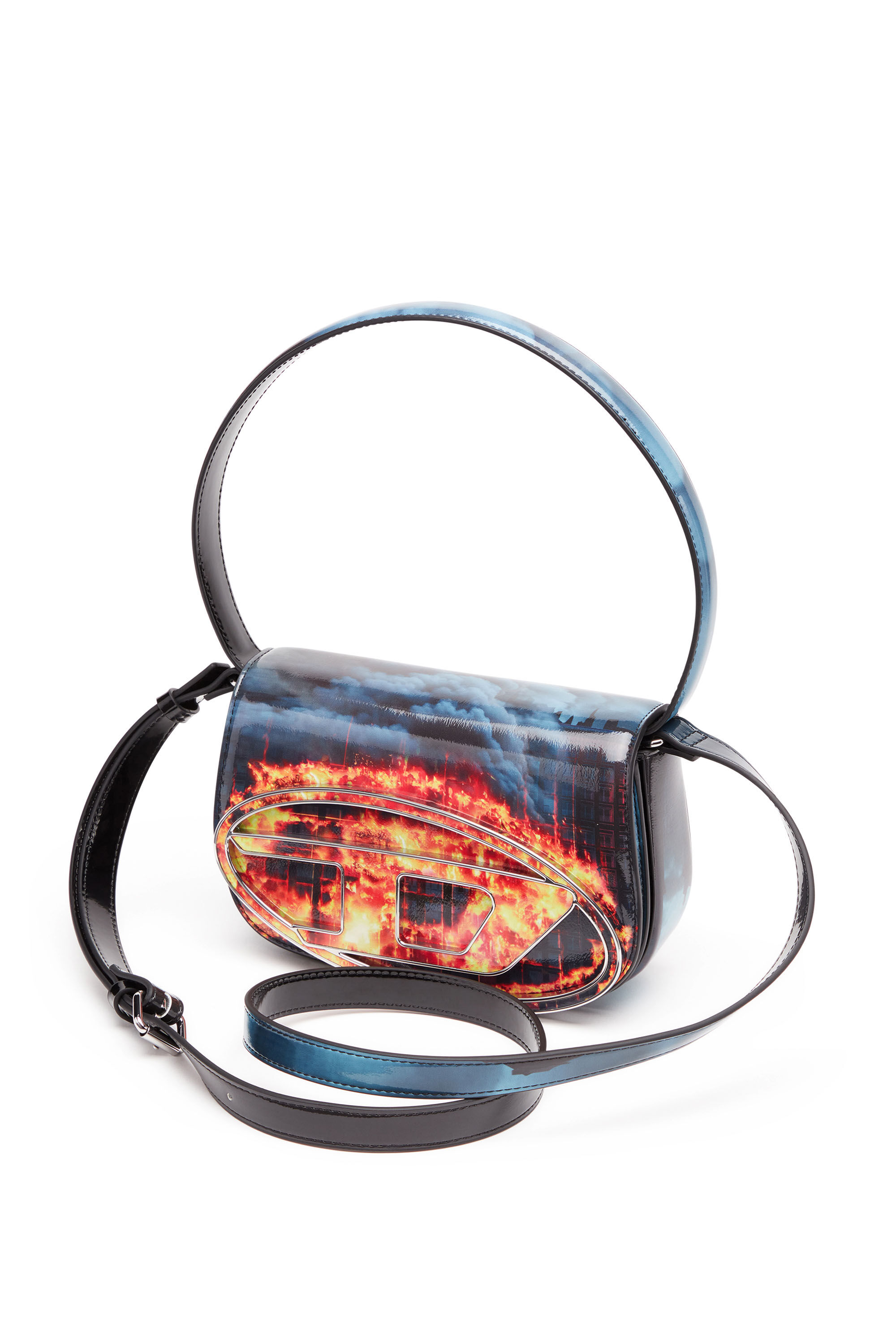 Women's 1DR-Iconic shoulder bag with fire print | Multicolor | Diesel