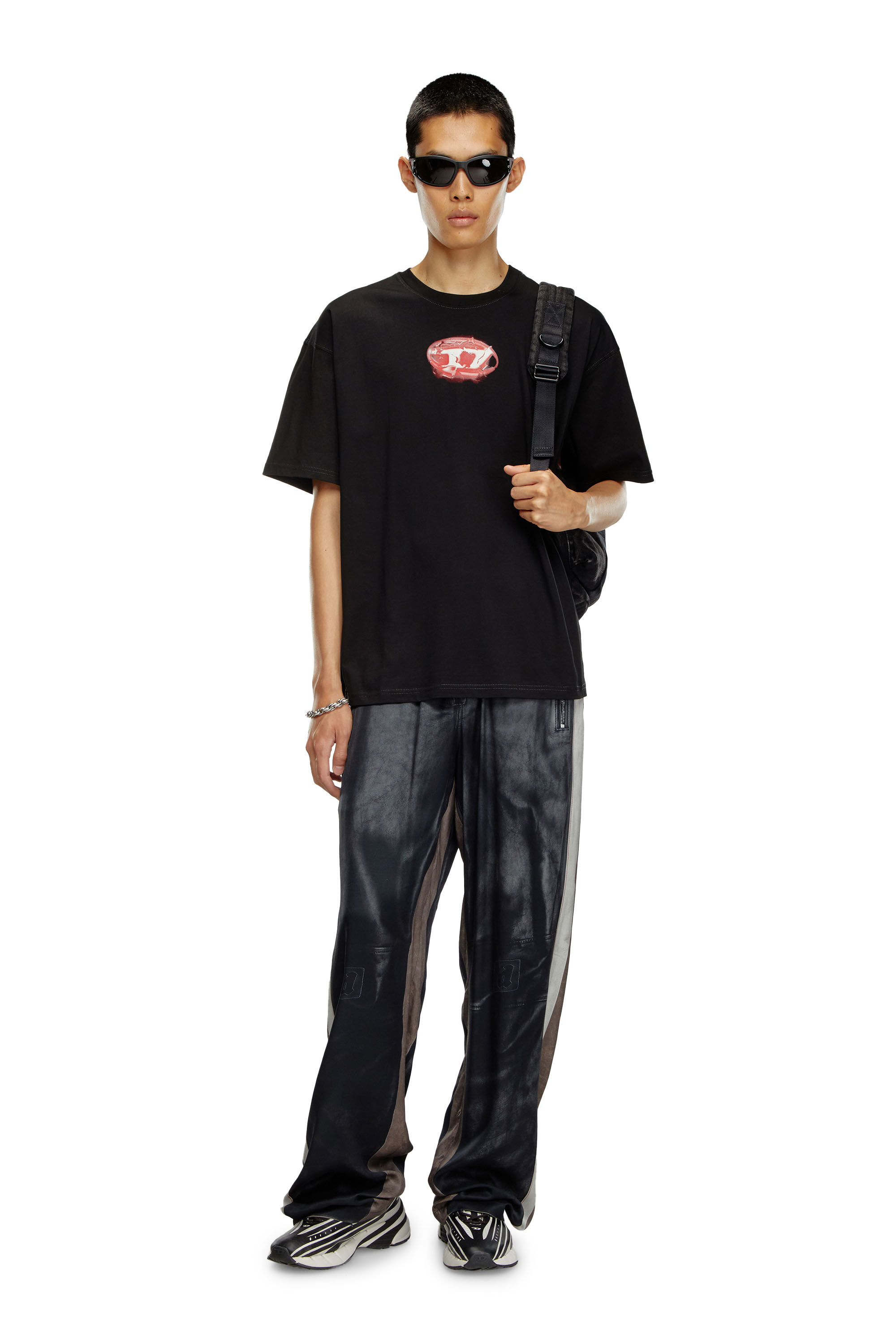 Diesel - T-BOXT-K3, Man's T-shirt with glowing-effect logo in Black - 1