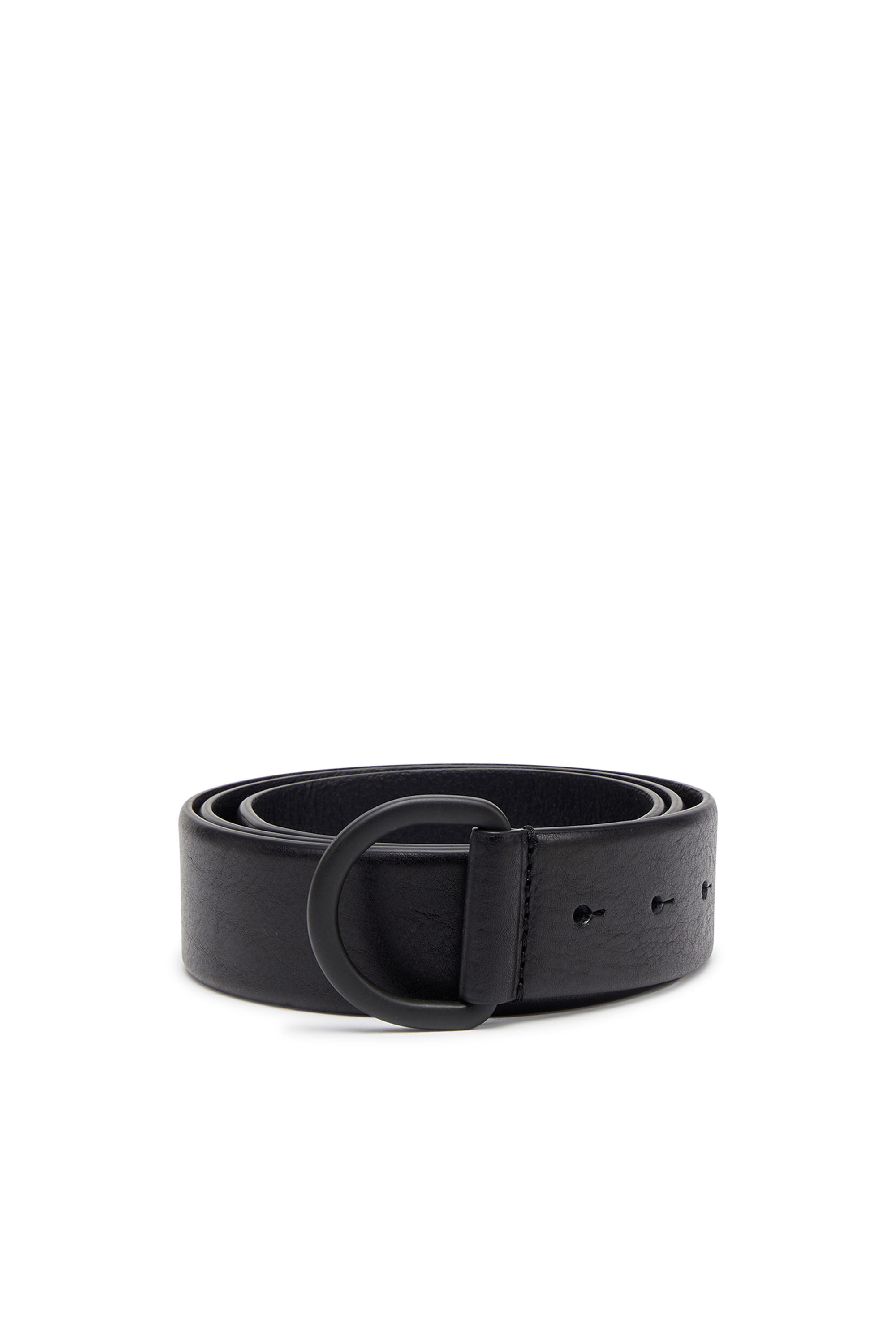 Diesel - B-D STUD 40, Man's D-ring belt in leather in Black - 1