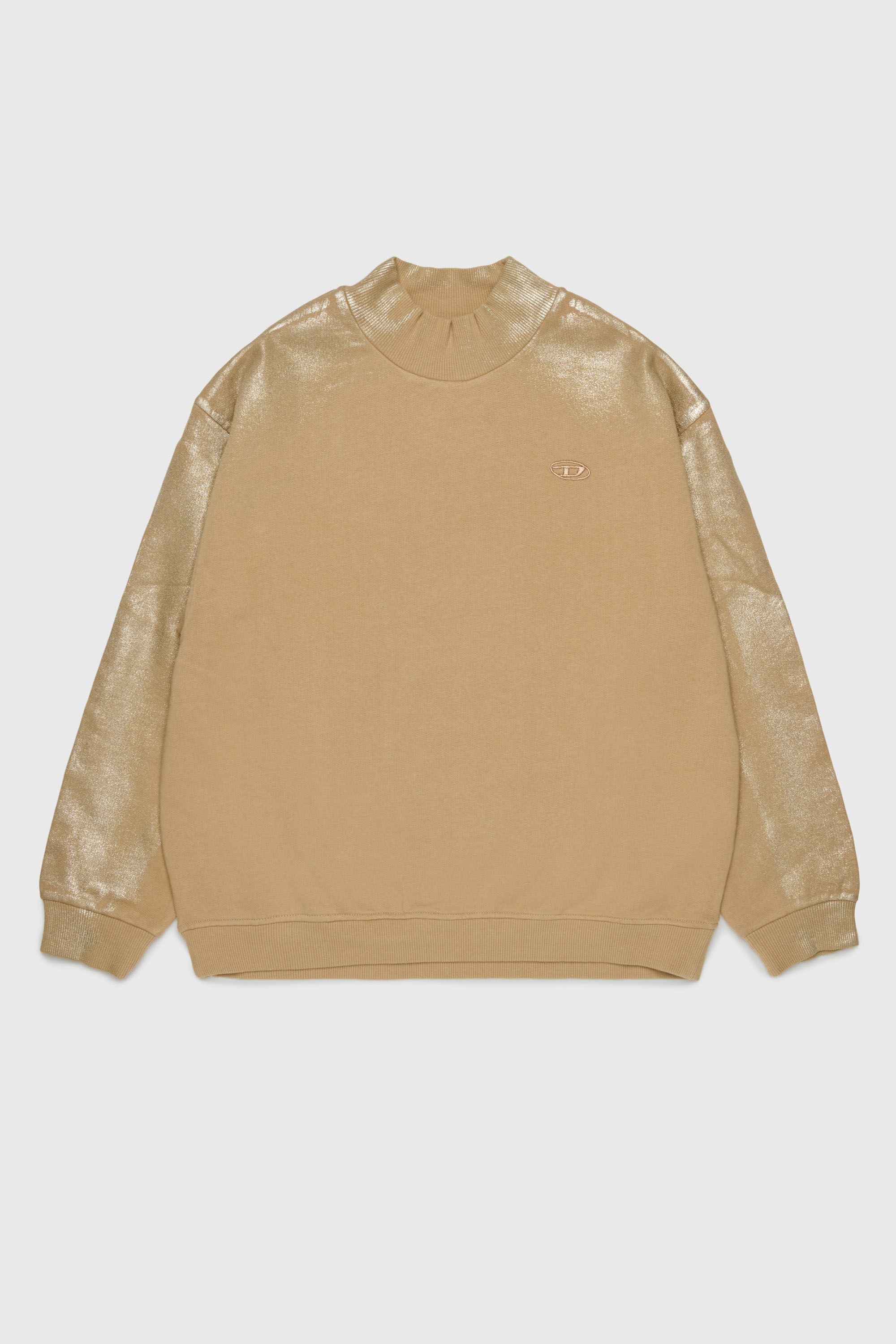 Diesel - SFALEXNS1, Woman's Sweatshirt with metallic-effect sleeves in Brown - 1