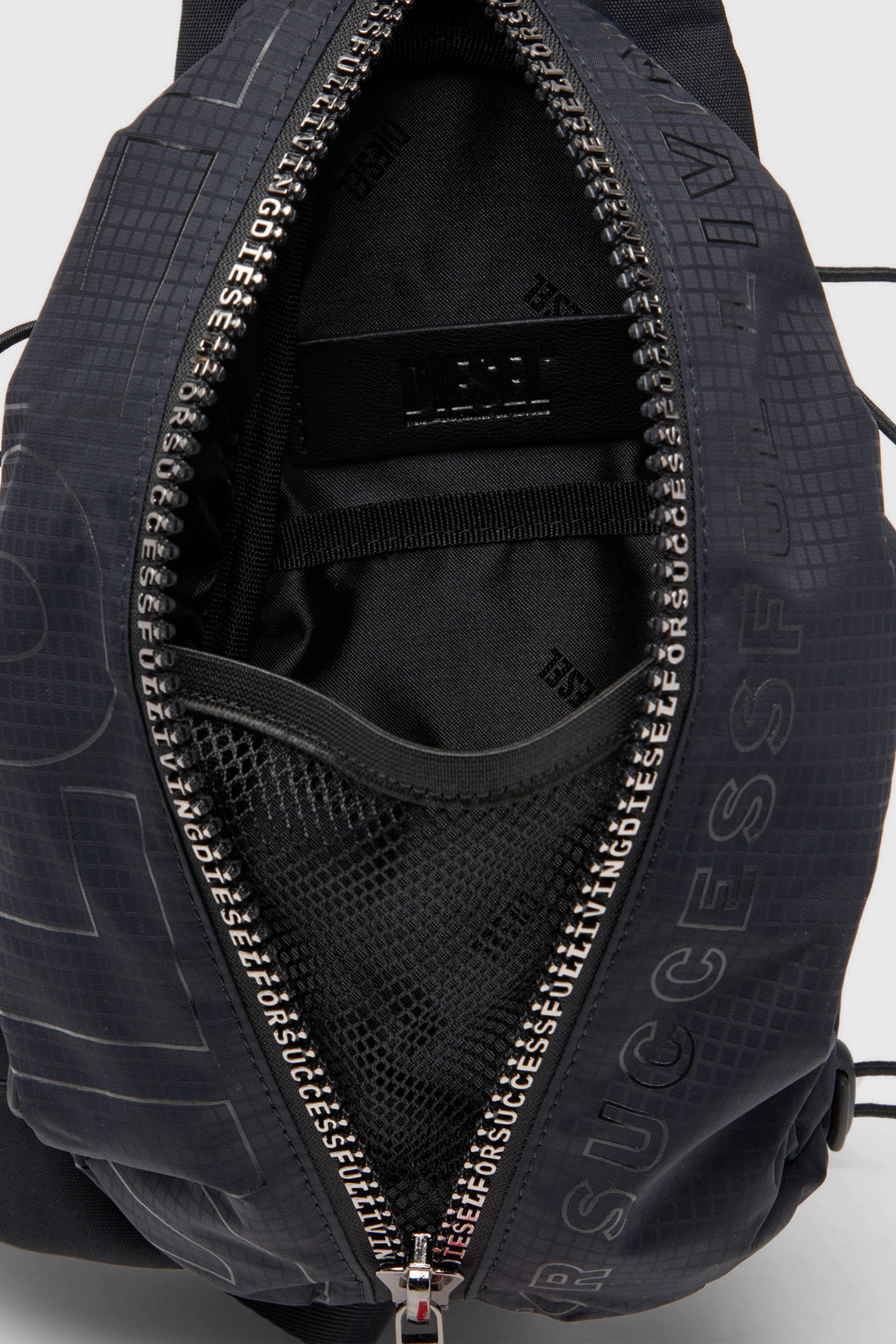 Diesel - ZIP-D CROSSBODY X, Man's Zip-D-Sling bag in check-jacquard shell in Black - 4