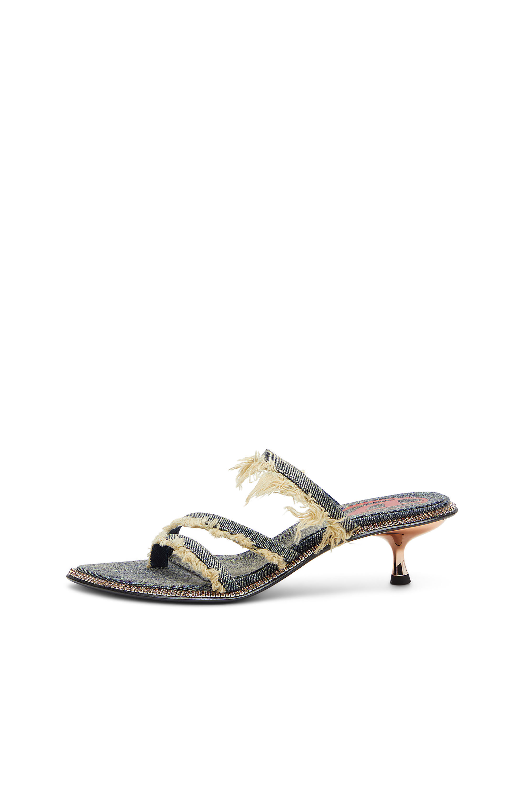 Diesel - D-HAVANNA KITTIE, Woman's D-Havanna Kittie-Frayed-denim mules with crystals in Blue - 7