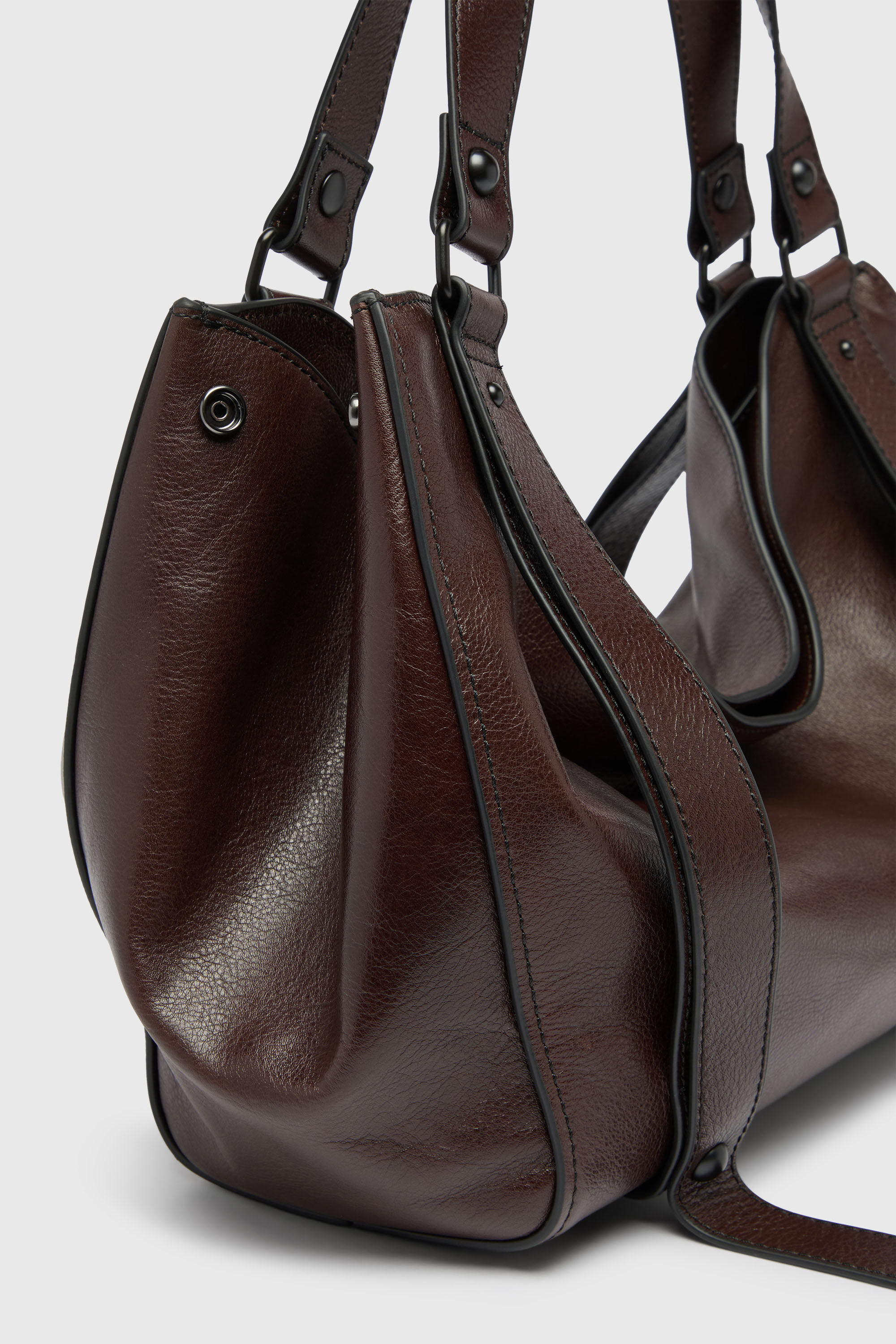 Diesel - D-ONE TOPHANDLE M, Unisex's D-One- Medium top-handle bag in leather in Dark Brown - 6