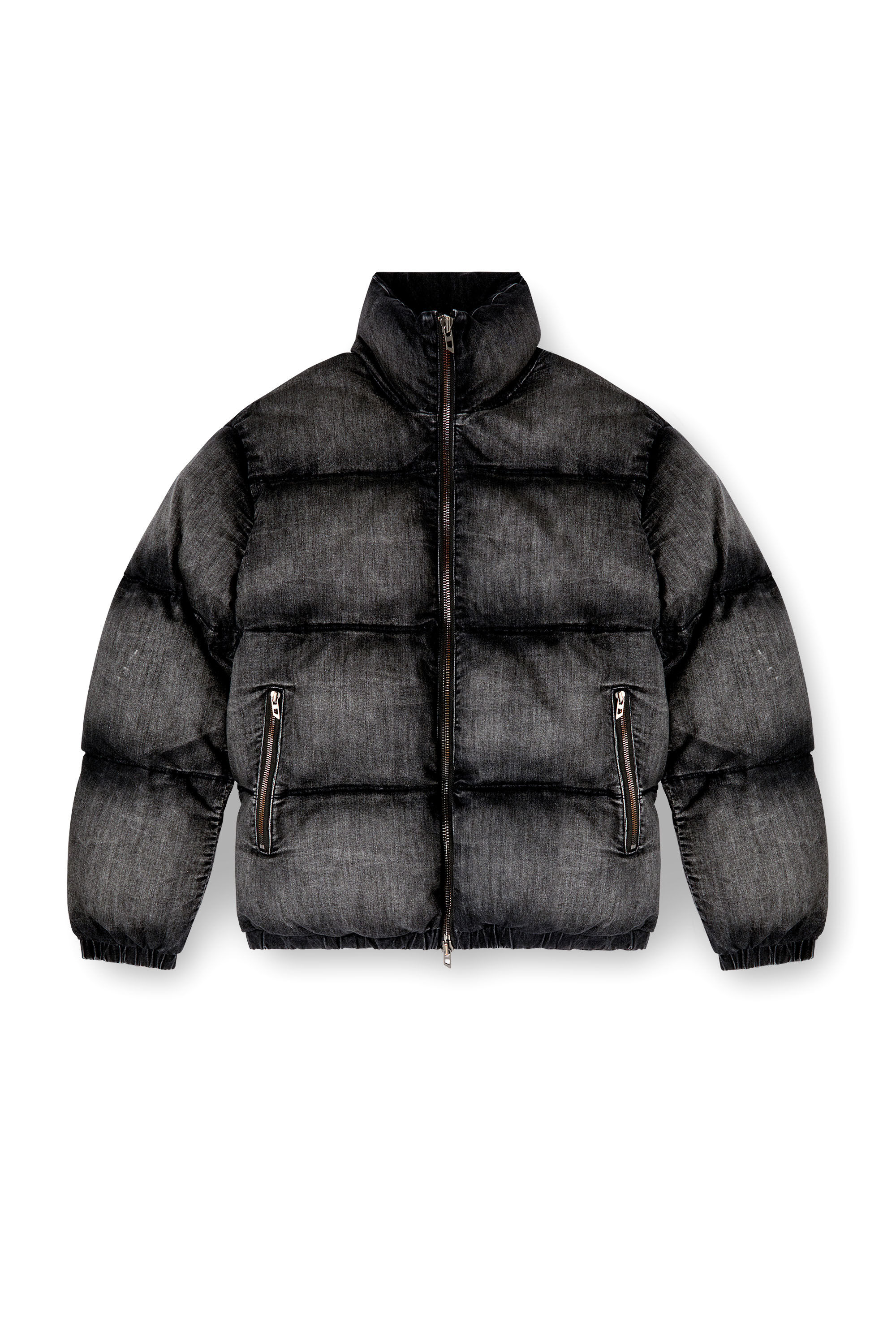 Diesel - W-MONS-A, Unisex's Faded denim puffer jacket in Black - 2