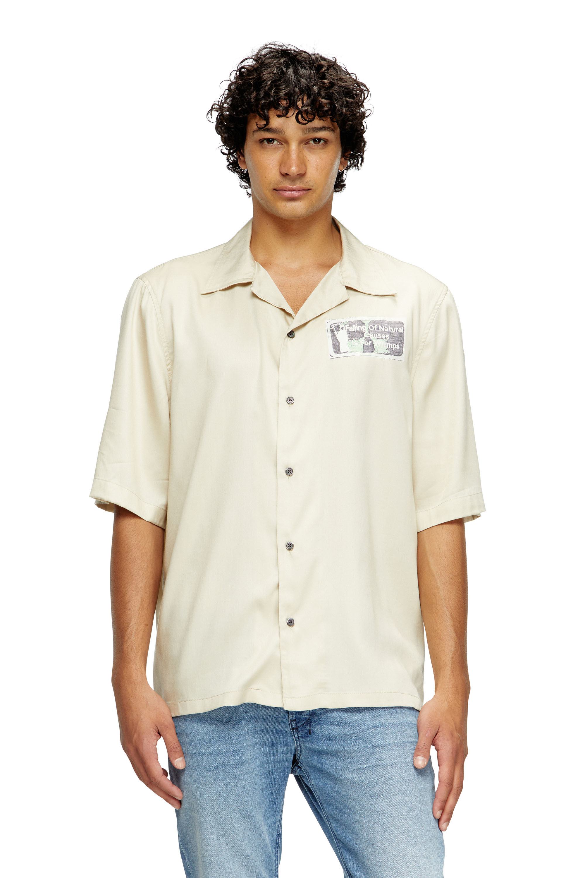 Diesel - S-BRACK-B-EPBR, Man's TENCEL™ shirt with rhinestone graphic in null - 3