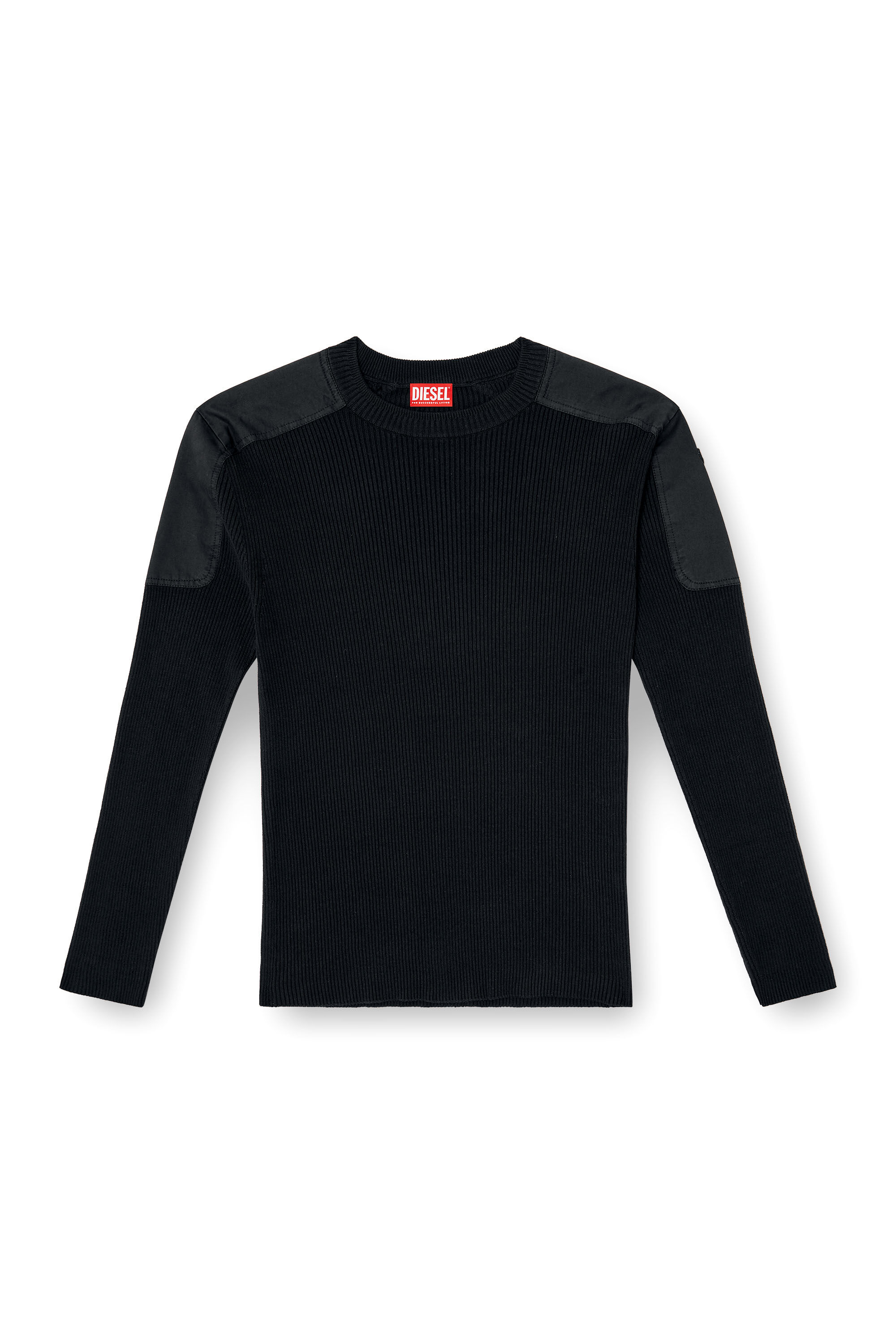 Diesel - K-MARTIN, Man's Ribbed jumper with shoulder panels in null - 2