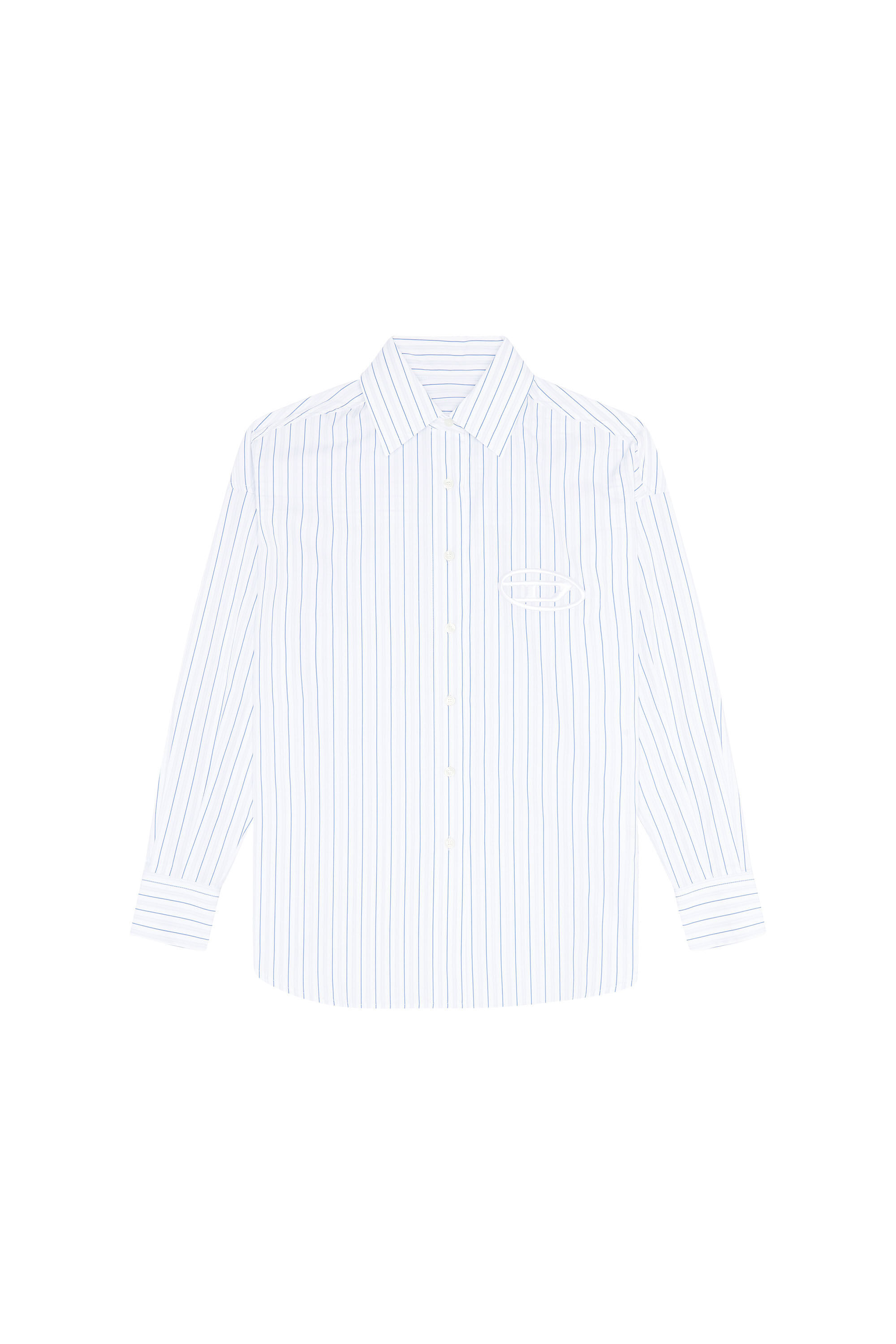 Diesel - S-DOUBLY-STRIPE, Man's Fine cotton shirt with striped pattern in Blue/White - 2