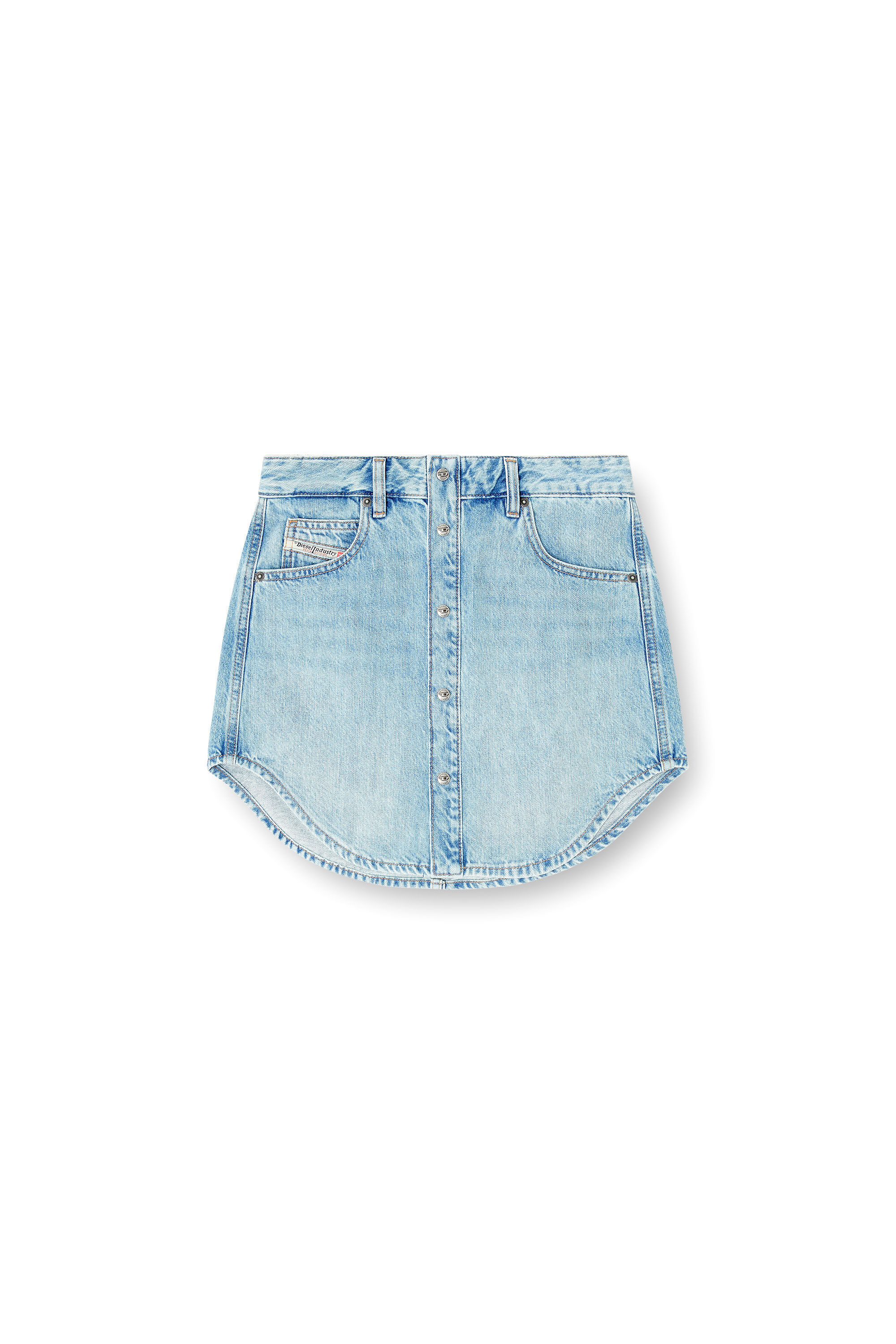 Diesel - DE-ARD, Woman's Denim button-front miniskirt in Light Blue - 2