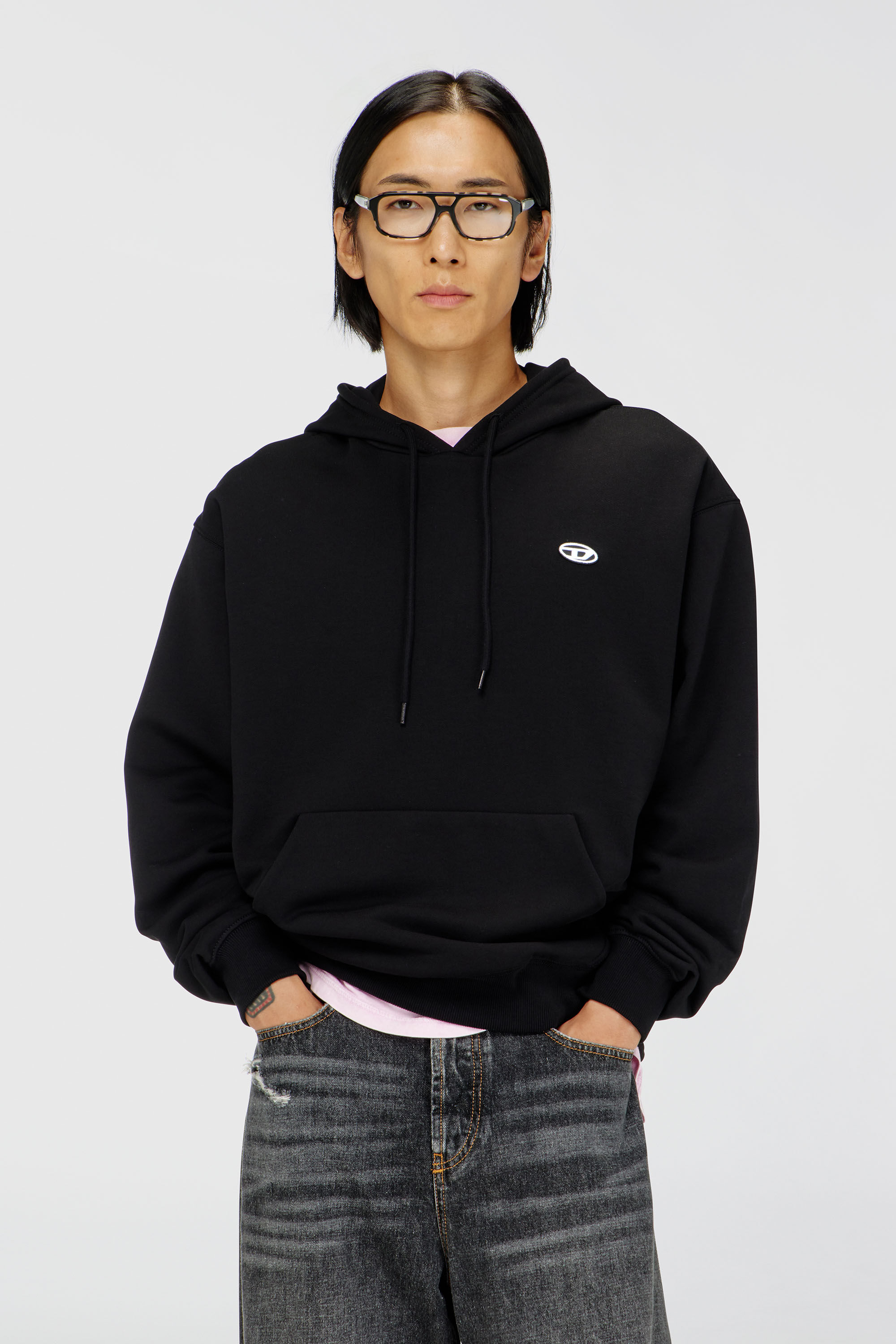 Diesel - S-LUK-H-MOON-T92, Man's Hoodie with Oval D logo in Black - 3
