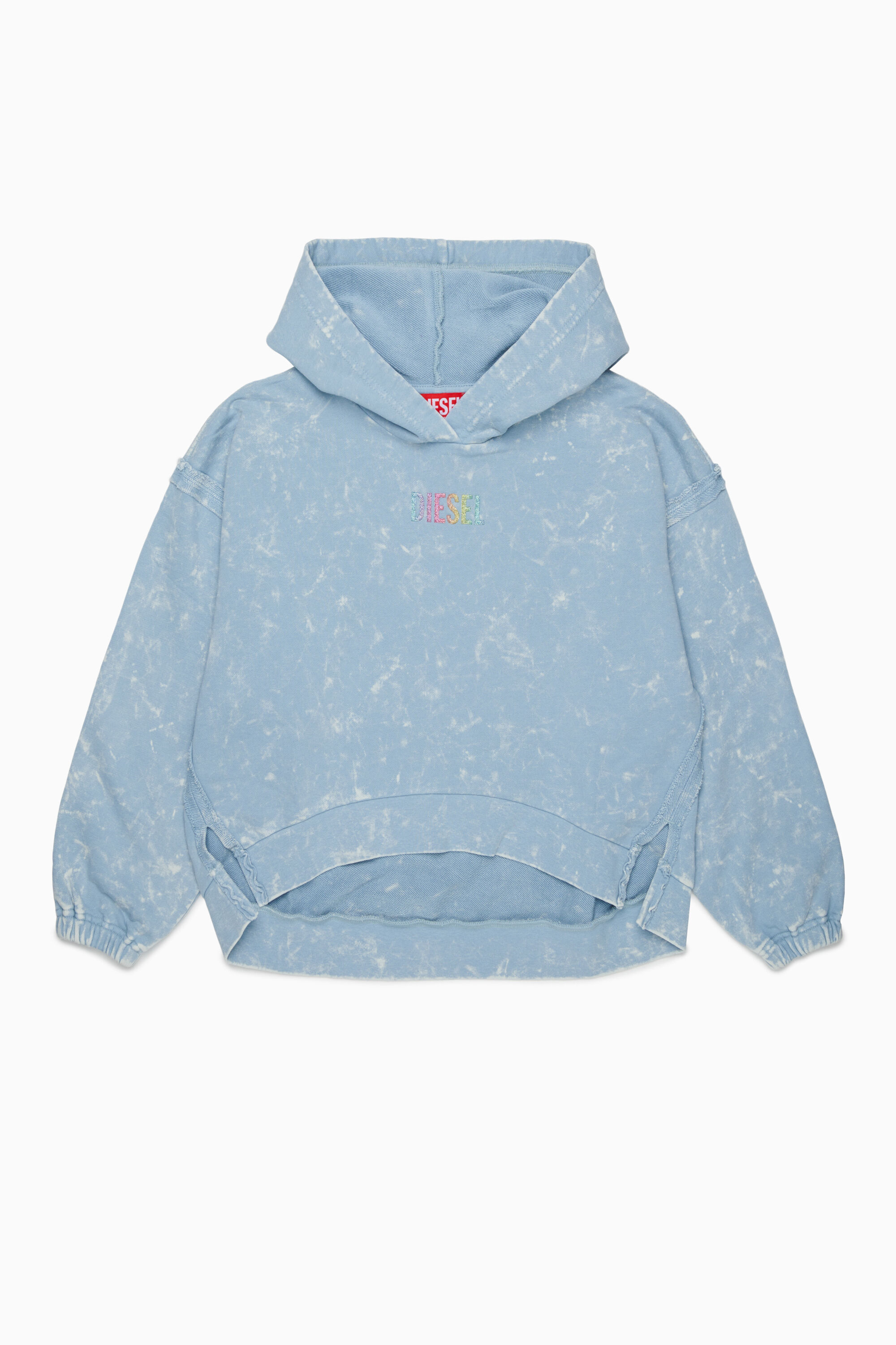 Diesel - SLOXY, Woman's Tie-dye-effect hoodie with rainbow logo in Light Blue - 1