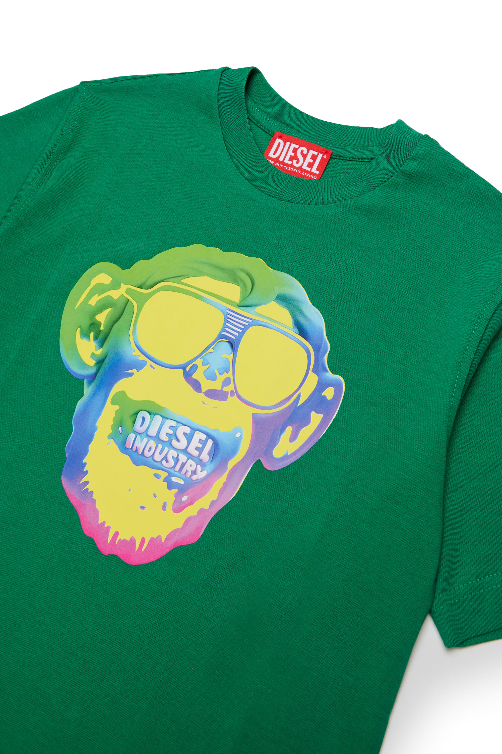 Diesel - TMONKEY OVER, Man's T-shirt with monkey print in Green - 3