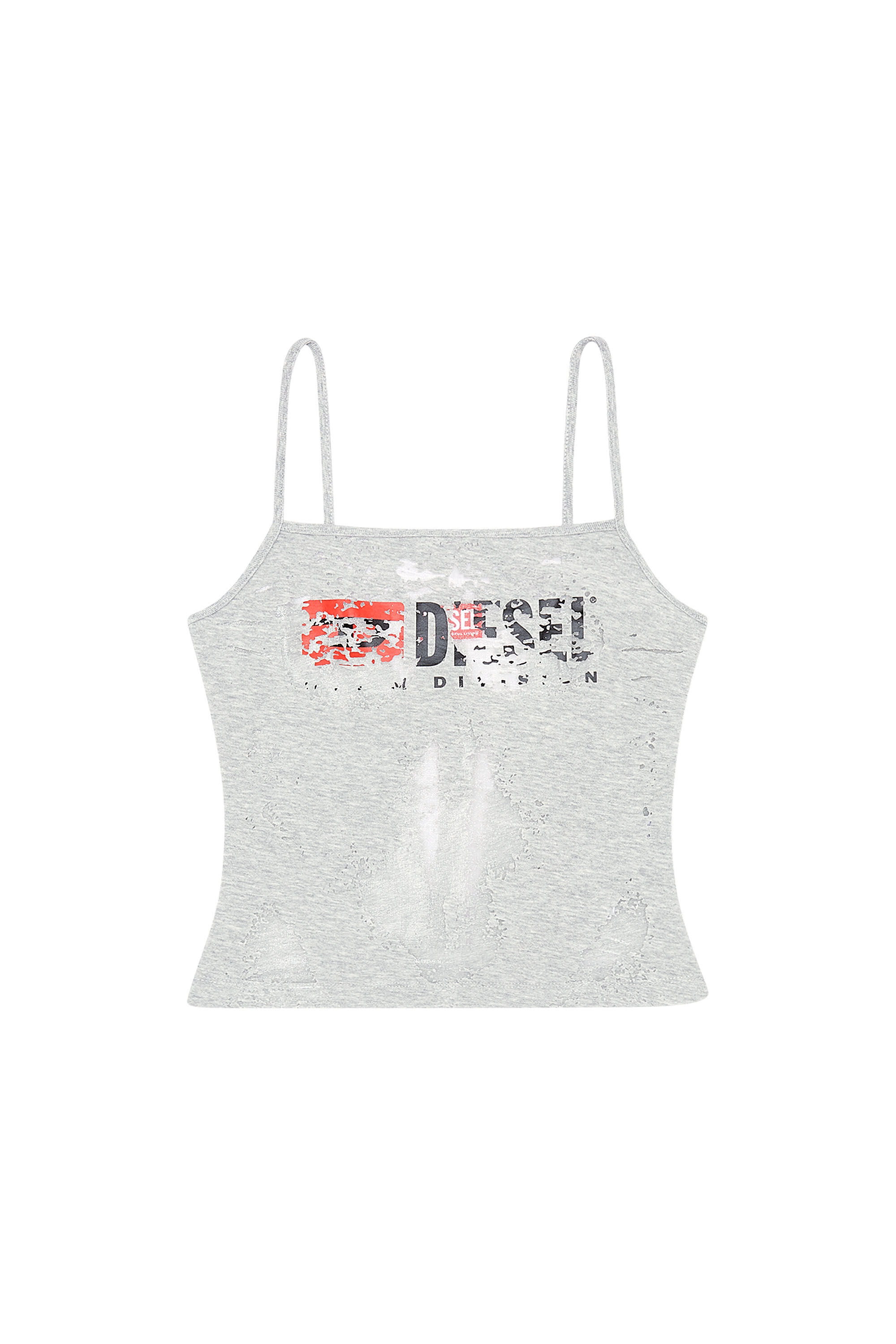 Diesel - T-HOPER-DEVO, Woman Burnout cami top with sheer panels in Grey - Image 2