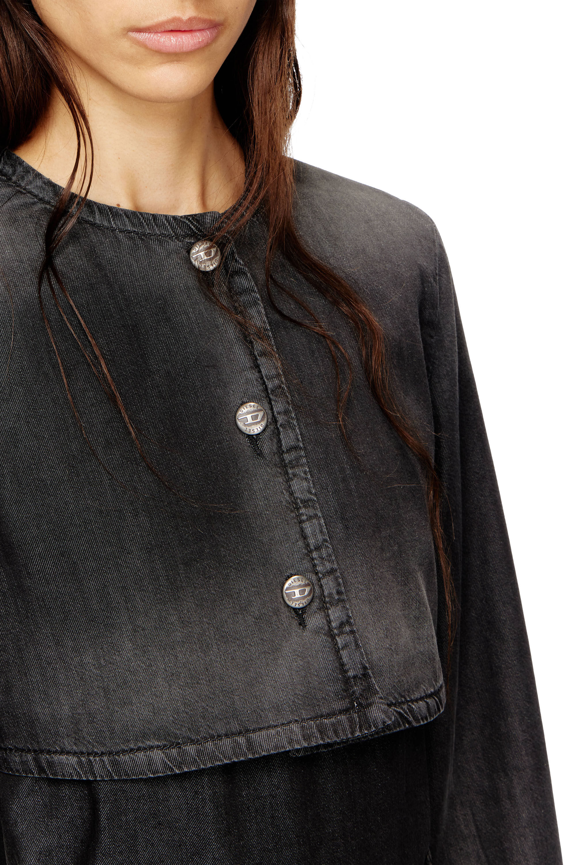 Diesel - DE-TERRI-S, Woman's Cropped jacket in lightweight denim in null - 5