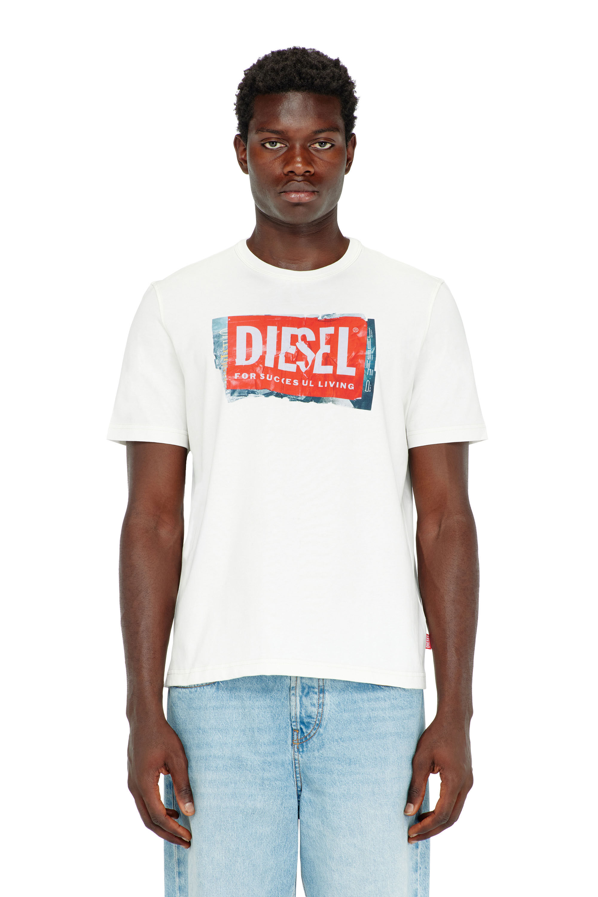 Diesel - T-ADJUST-Q6, Man's T-shirt with crumpled-effect logo in White - 3