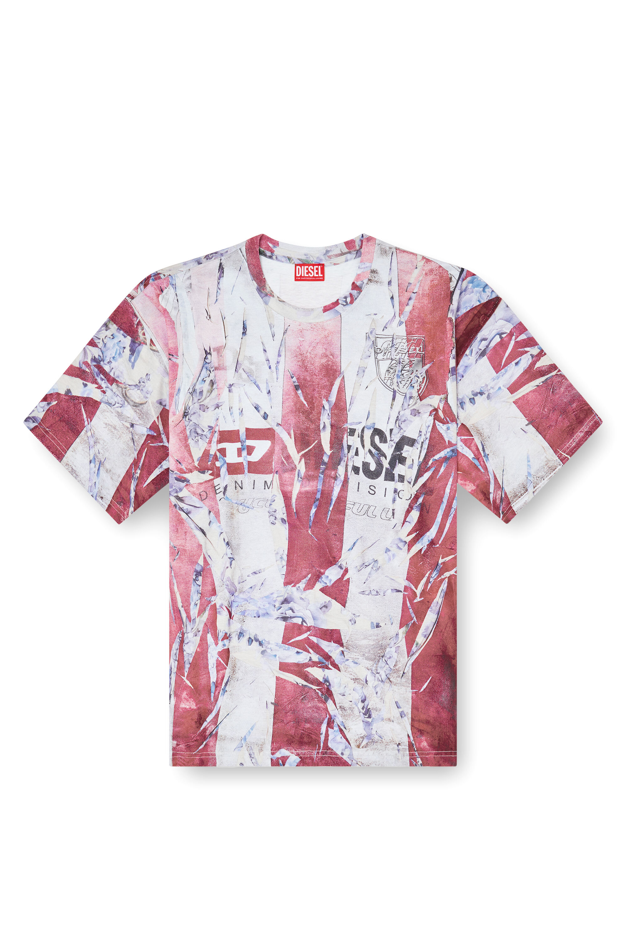 Men's T-shirt with trompe l'oeil cracked print | Multicolor
