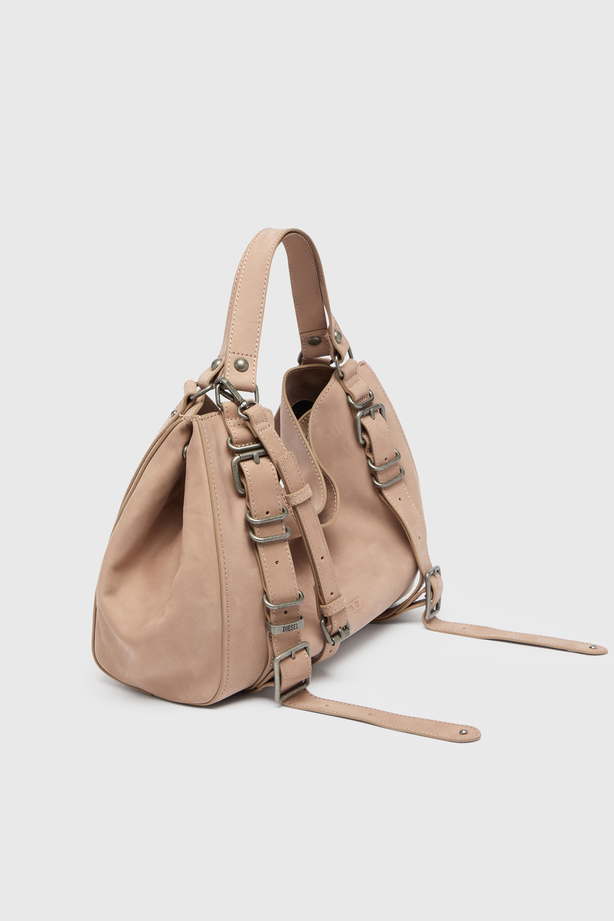 Diesel - D-ONE TOPHANDLE M, Unisex's D-One-Medium top-handle bag in treated leather in Face Powder - 5