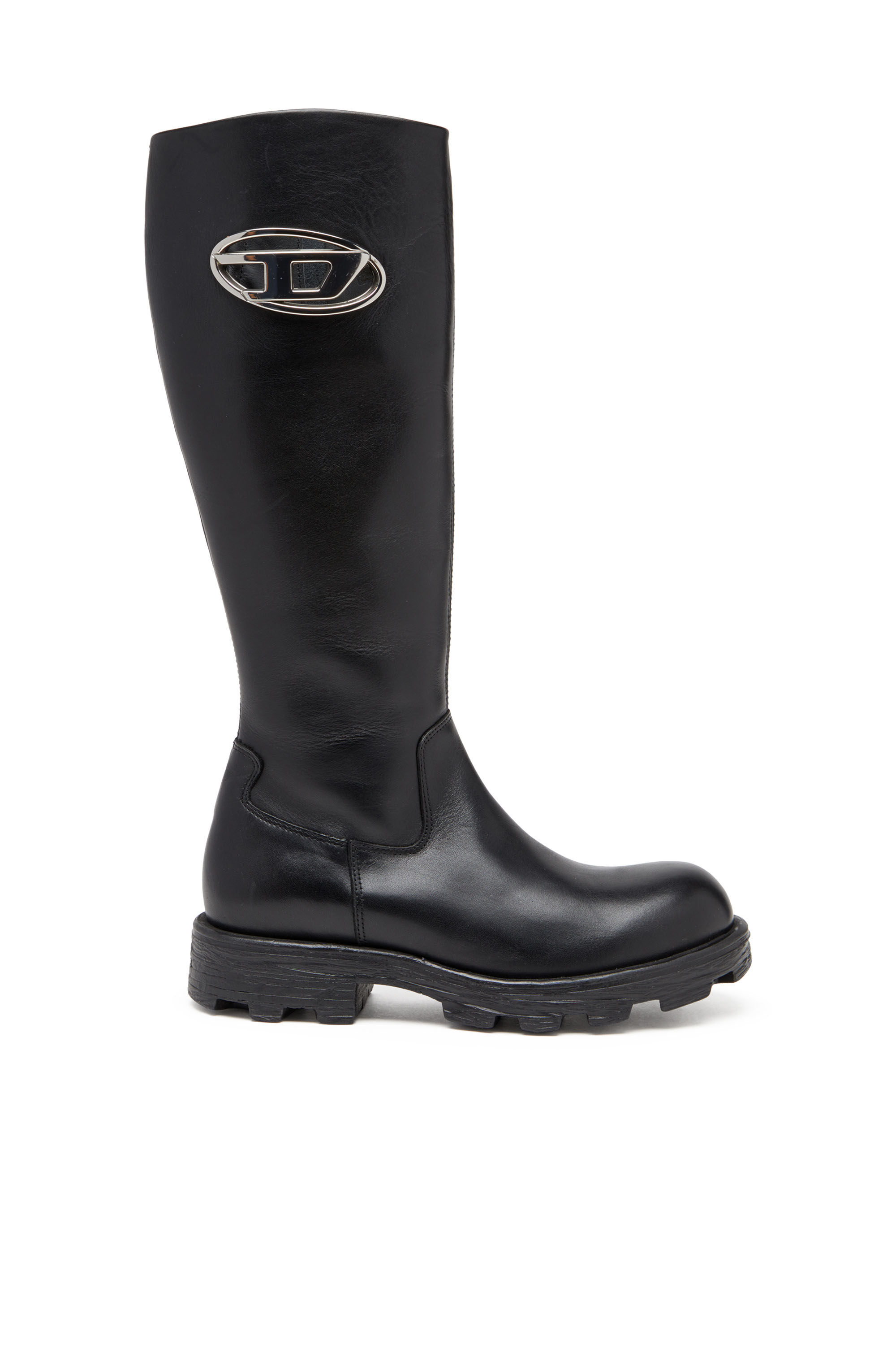 Women's D-Hammer-Leather knee-high boots | Black | Diesel