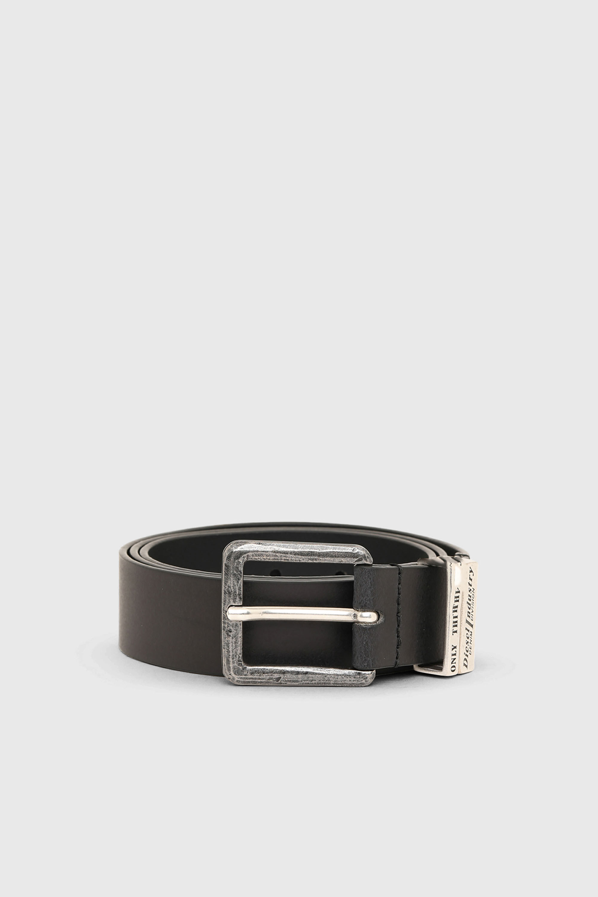 Diesel - B-GUARANTEE-A, Man's 3.4cm leather belt with burnished hardware in Black - 1